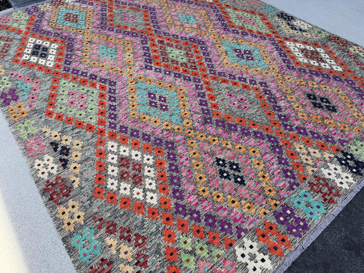 6x8 Handmade Afghan Kilim Runner Rug | Grey Fuchsia Pink Mint Green Aqua Prussian Blue Wine Red Orange White Black Purple Peach Orange Tan