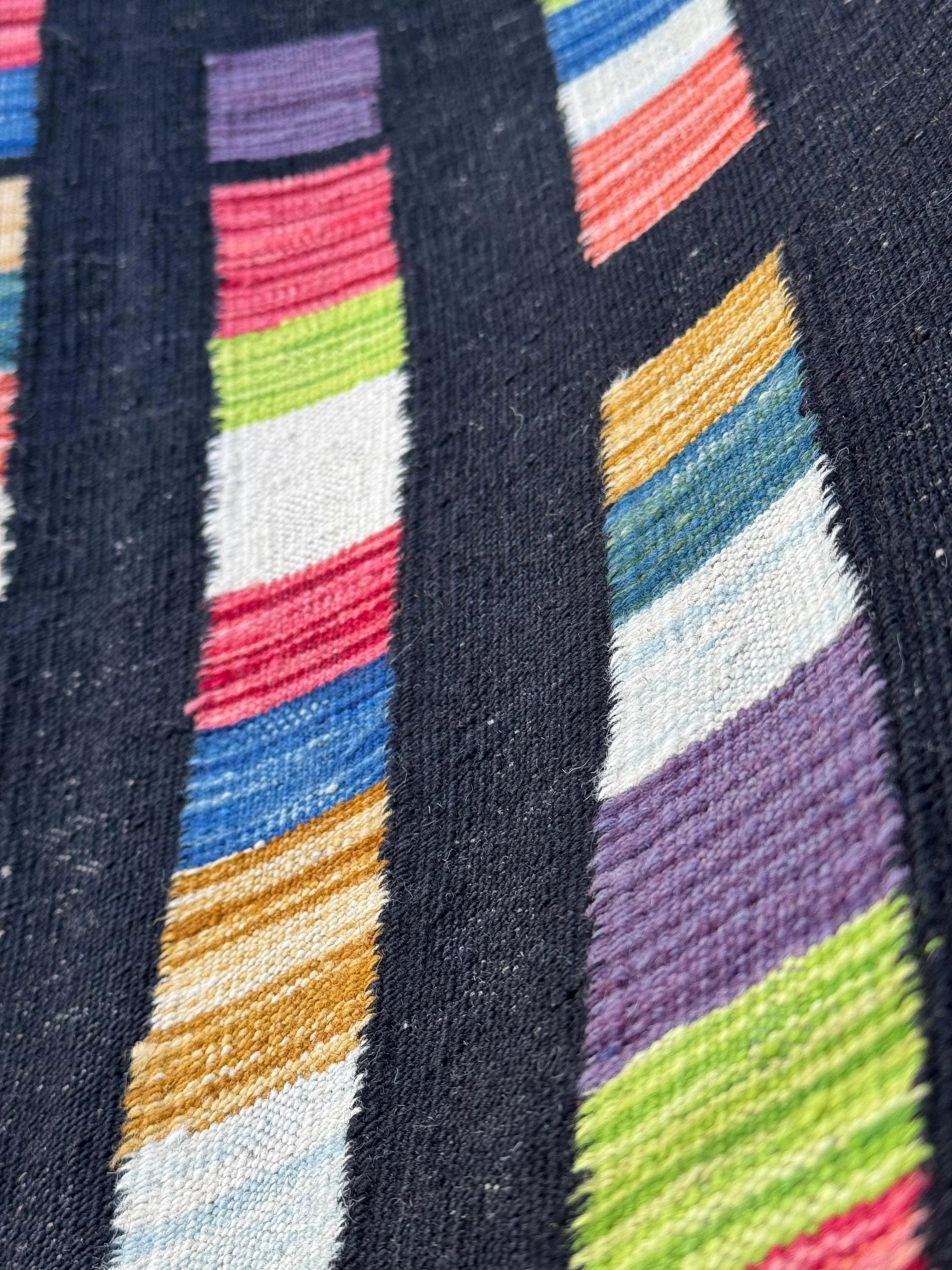 3x5 (91x152) Handmade Afghan Kilim Rug | Black Denim Teal Blue White Cream Peach Burnt Orange Blush Salmon Pink Purple Lime Green Red | Wool