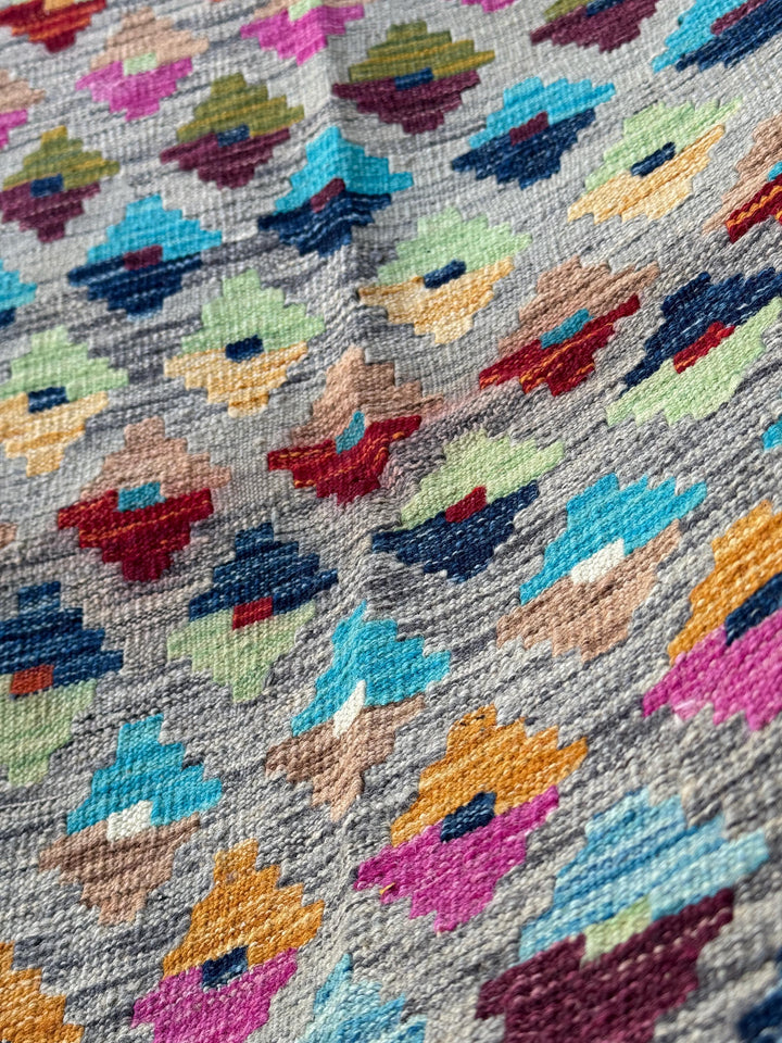 3x5 Handmade Afghan Kilim Rug | Grey Mint Olive Moss Green Navy Denim Aqua Blue Tan Peach Burnt Orange Fuchsia Pink Garnet Wine Red Purple