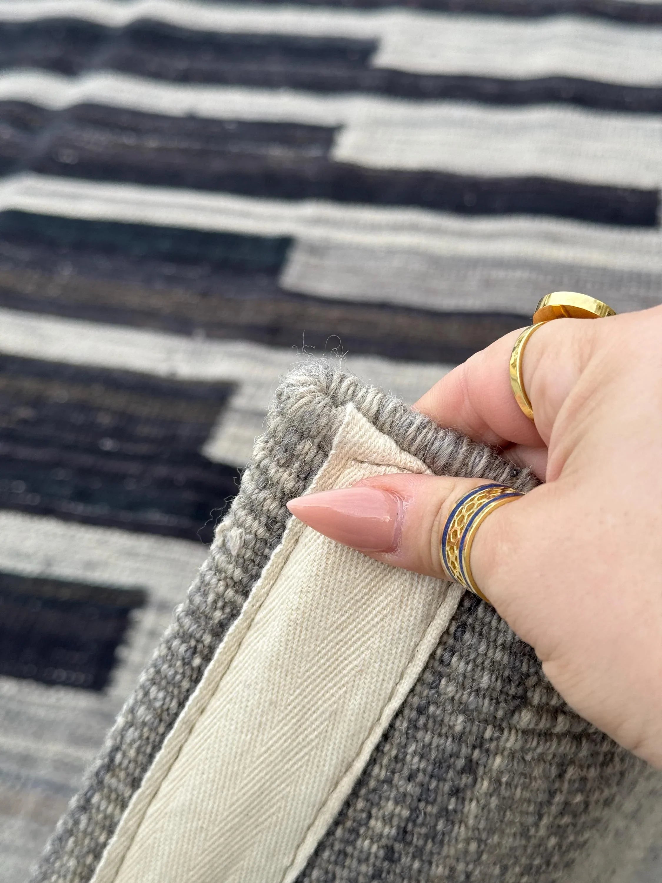 5x6 (152x182) Handmade Afghan Kilim Rug | Grey Gray Charcoal Slate Black Cream | Wool Flatweave Modern Minimalist Contemporary