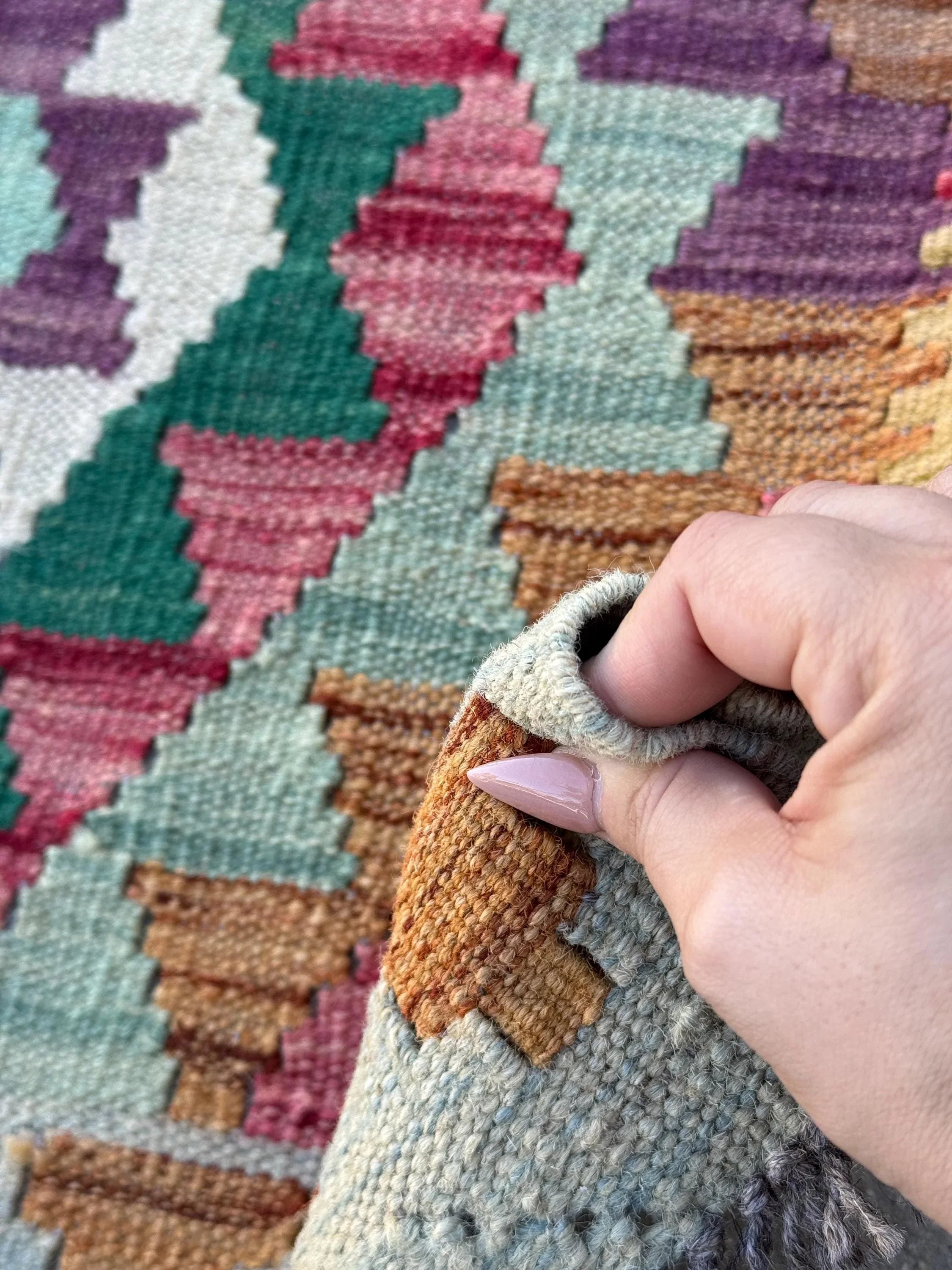3-4x5 (100x152) Handmade Afghan Kilim Rug | Powder Aqua Dusty Teal Blue Forest Green Coffee Rust Brown White Ivory Purple Blood Wine Red