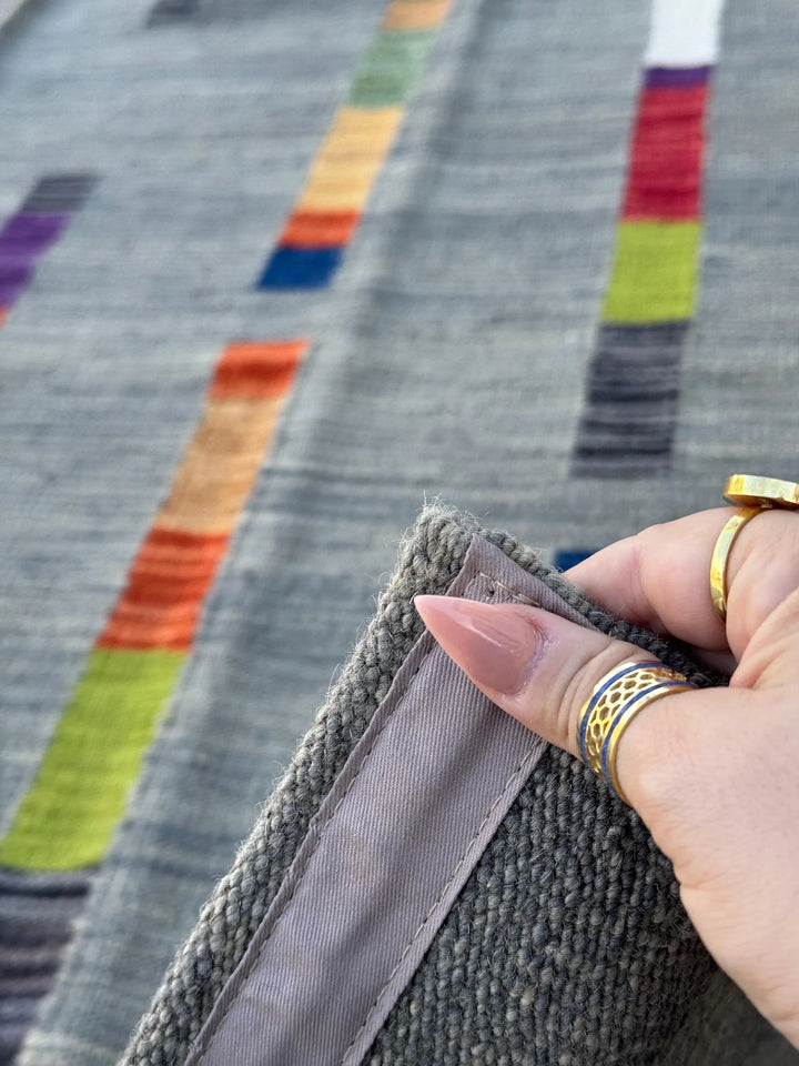 6x8 Handmade Afghan Kilim Rug | Grey Gray Black Red Orange Peach Saffron Denim Prussian Navy Blue Moss Green Teal White Cream Purple | Wool
