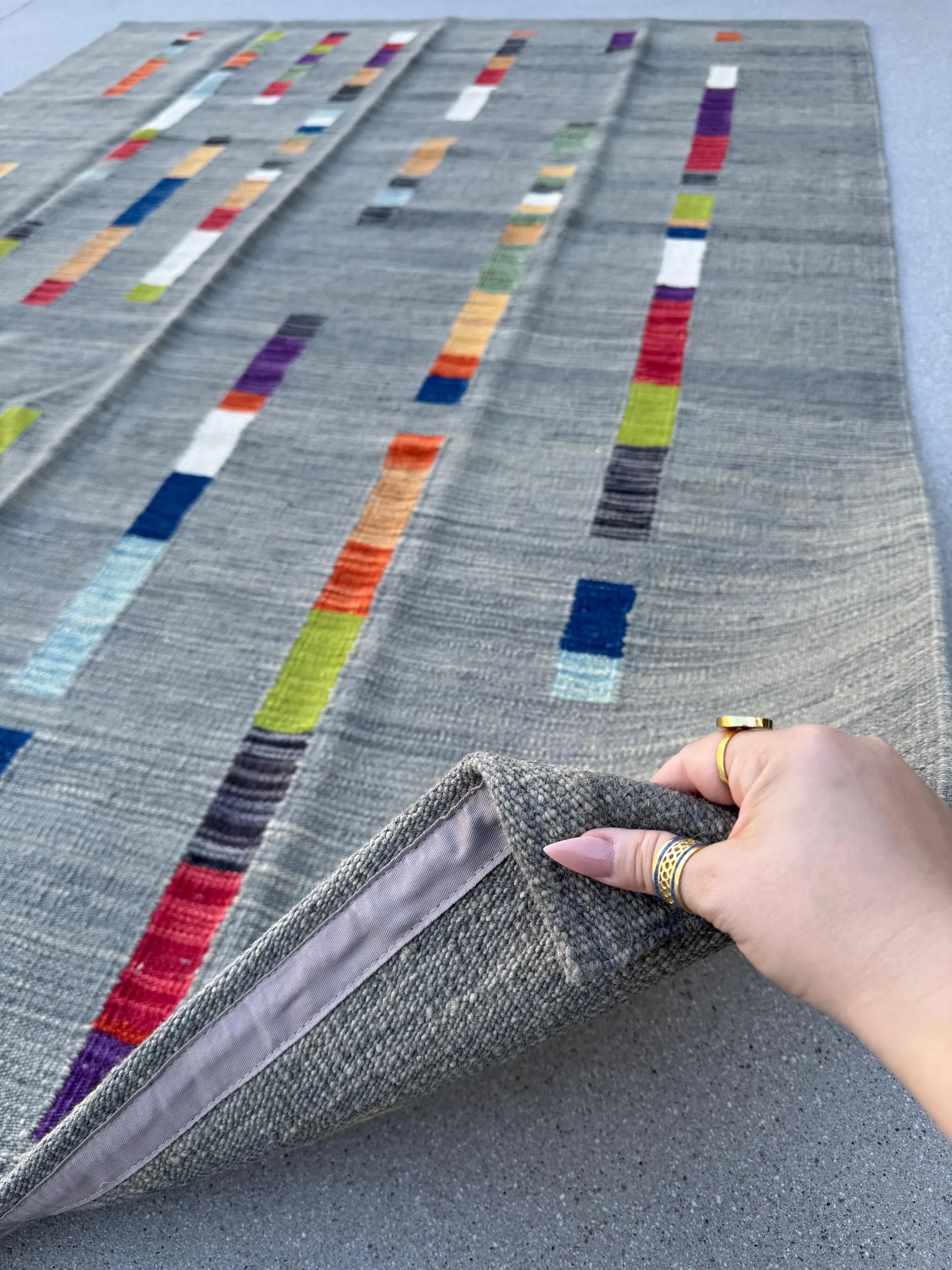 6x8 Handmade Afghan Kilim Rug | Grey Gray Black Red Orange Peach Saffron Denim Prussian Navy Blue Moss Green Teal White Cream Purple | Wool