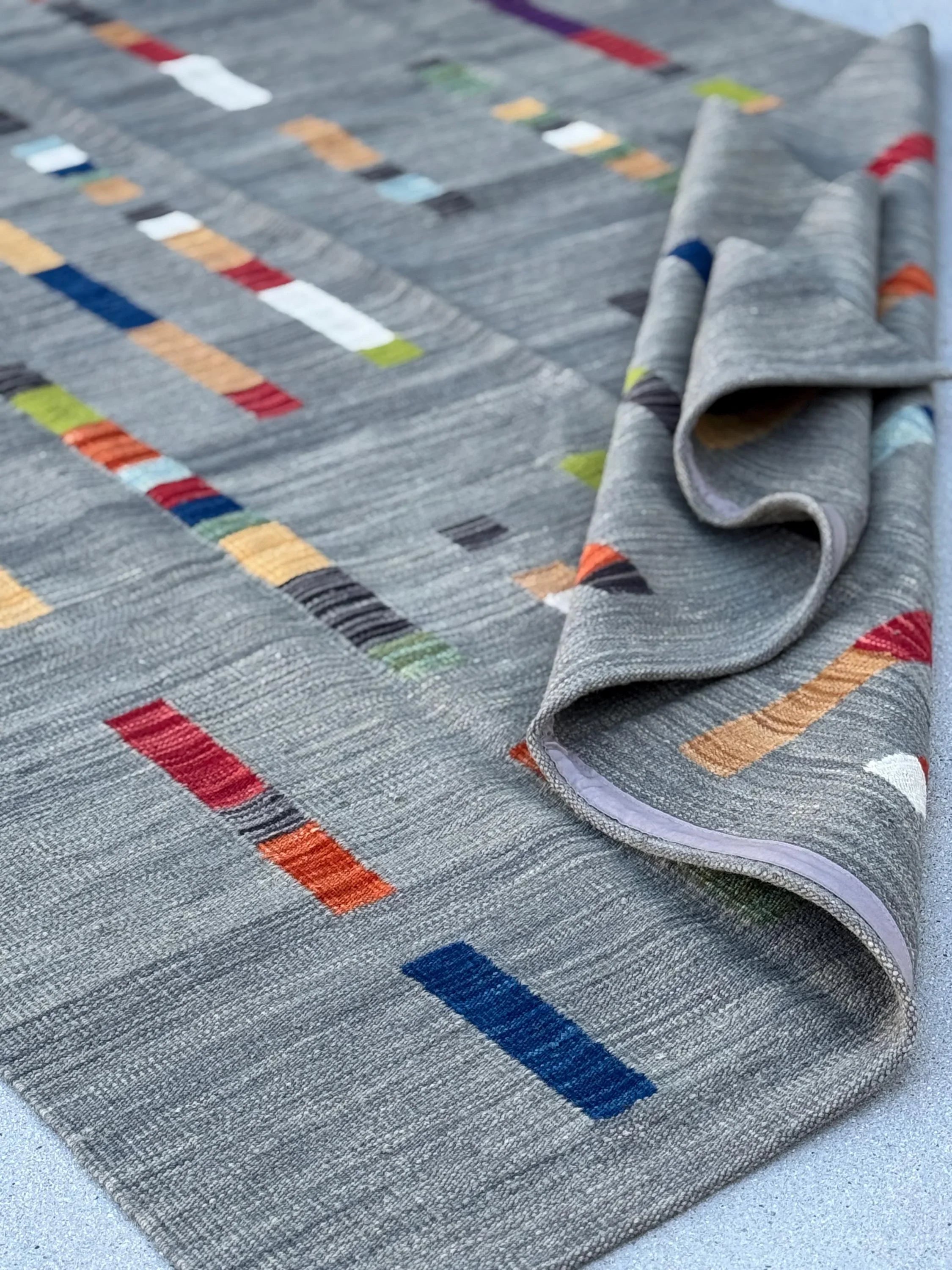 6x8 Handmade Afghan Kilim Rug | Grey Gray Black Red Orange Peach Saffron Denim Prussian Navy Blue Moss Green Teal White Cream Purple | Wool