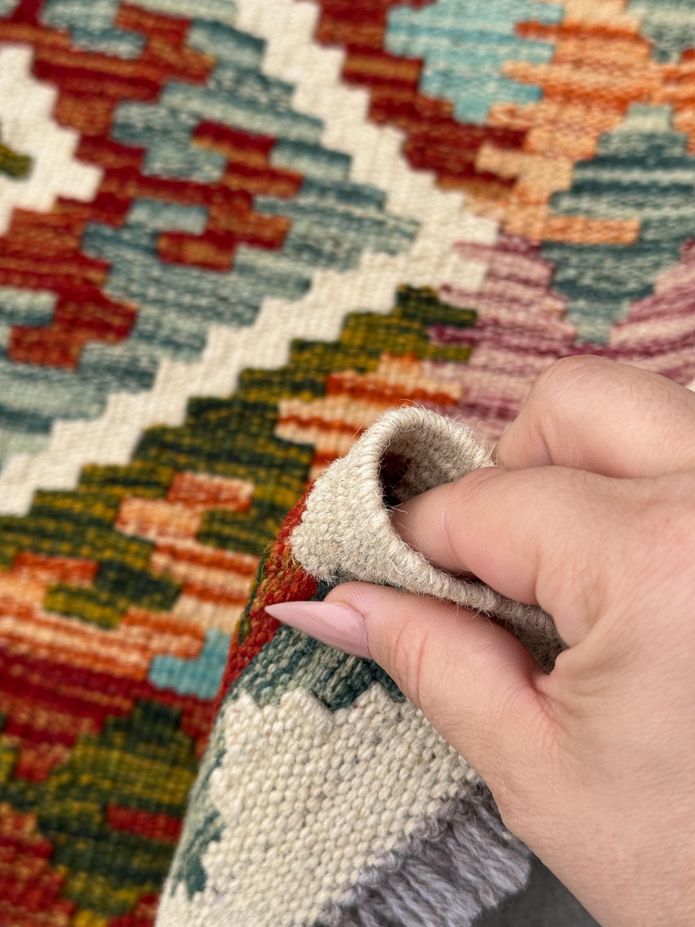 2-3x7 (80x213) Handmade Afghan Kilim Runner Rug | Cream Teal Denim Aqua Blue Rust Coral Orange Forest Moss Green Auburn Burgundy Red | Wool