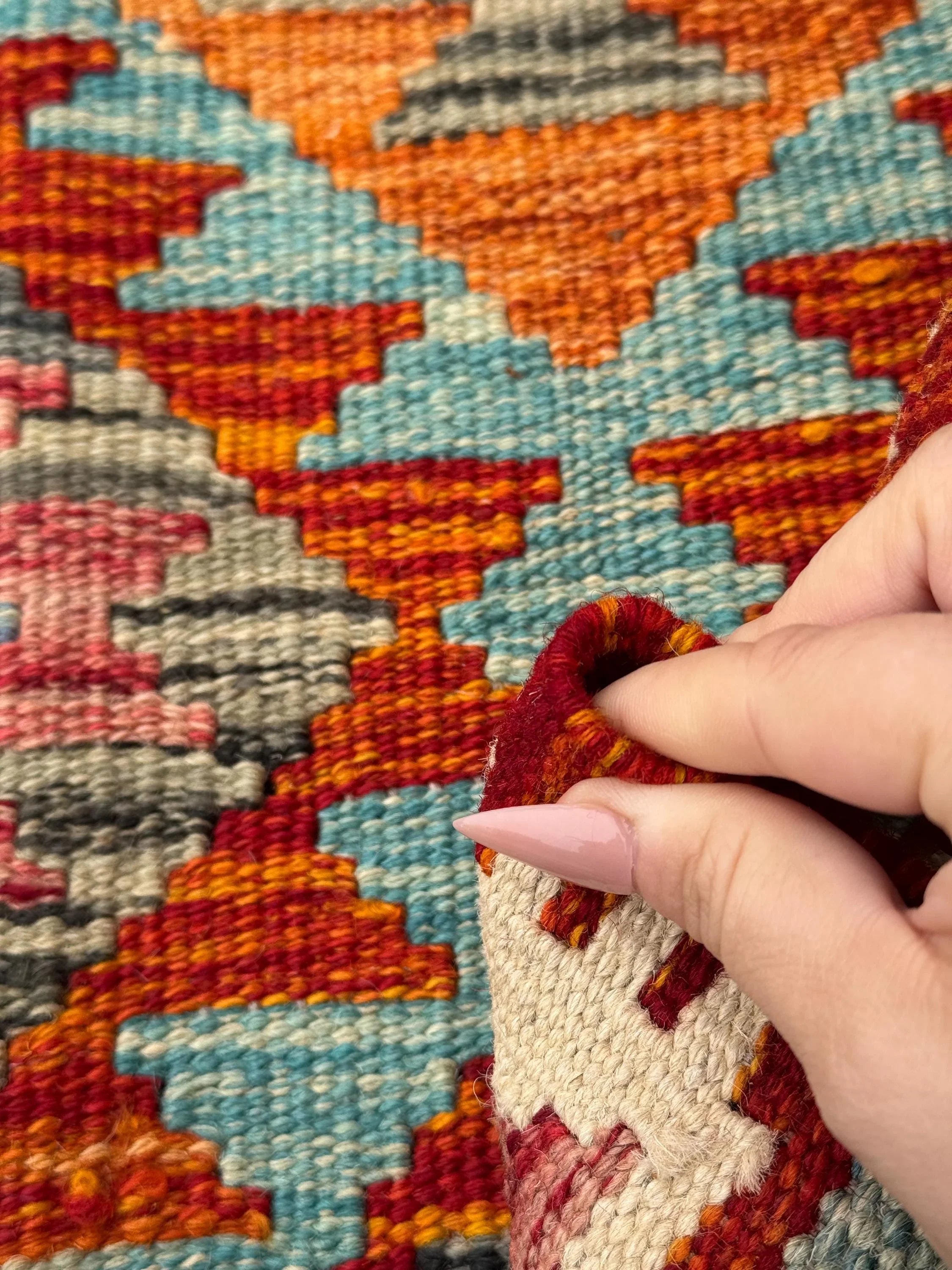 3x5 (91x152) Handmade Afghan Kilim Rug | Burnt Orange Mustard Yellow Denim Teal Blue Brick Red Grey Black Cream Moss Green Burgundy | Wool