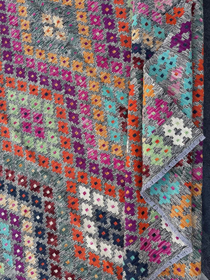 6x8 Handmade Afghan Kilim Runner Rug | Grey White Navy Aqua Midnight Blue Fuchsia Baby Pink Burnt Peach Orange Tan Purple Mint Green Maroon