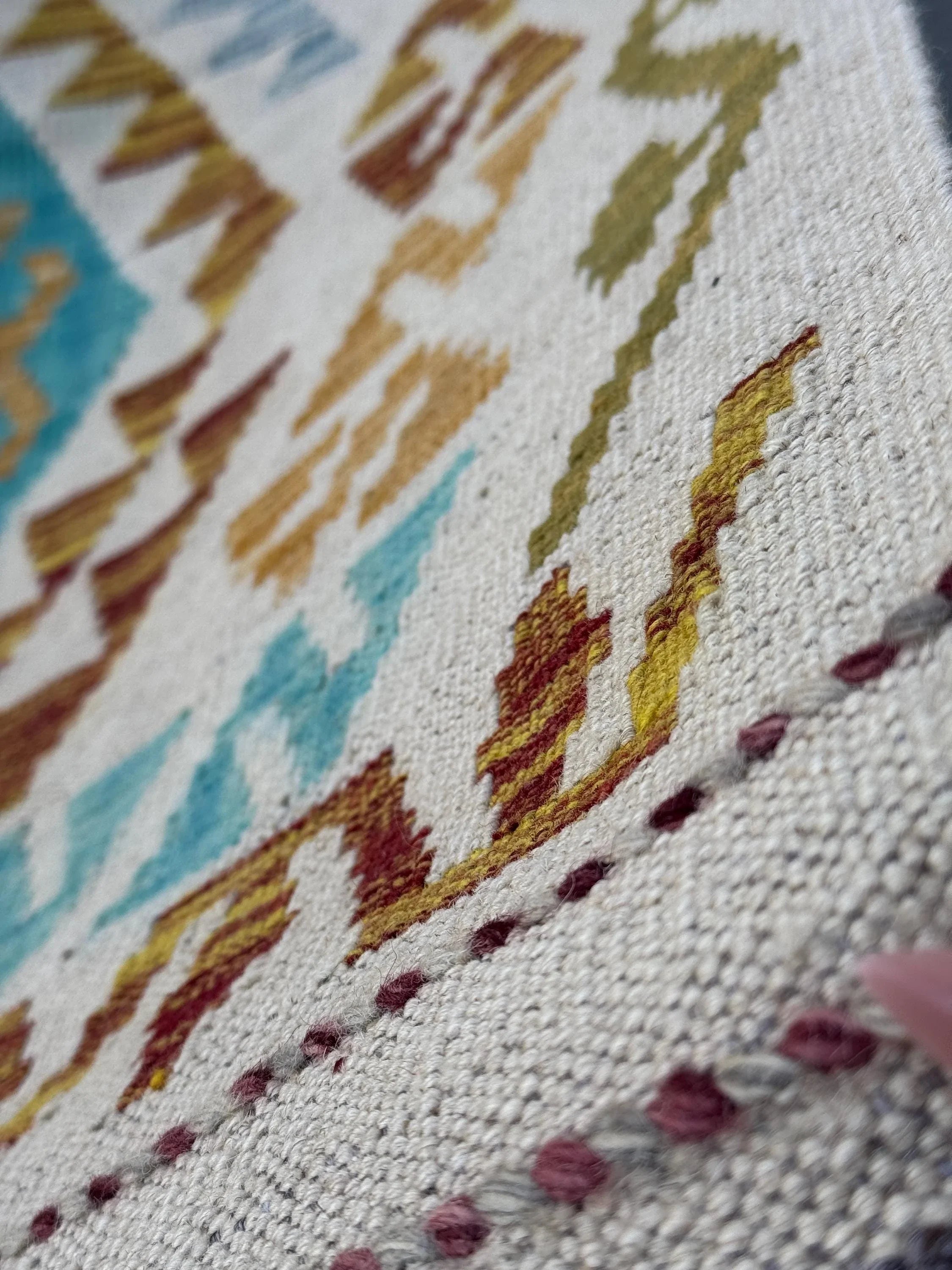 7x10 Handmade Afghan Kilim Runner Rug | Sand Cream Tan Taupe Moss Olive Green Aqua Denim Prussian Blue Wine Red Burnt Rust Orange Mustard