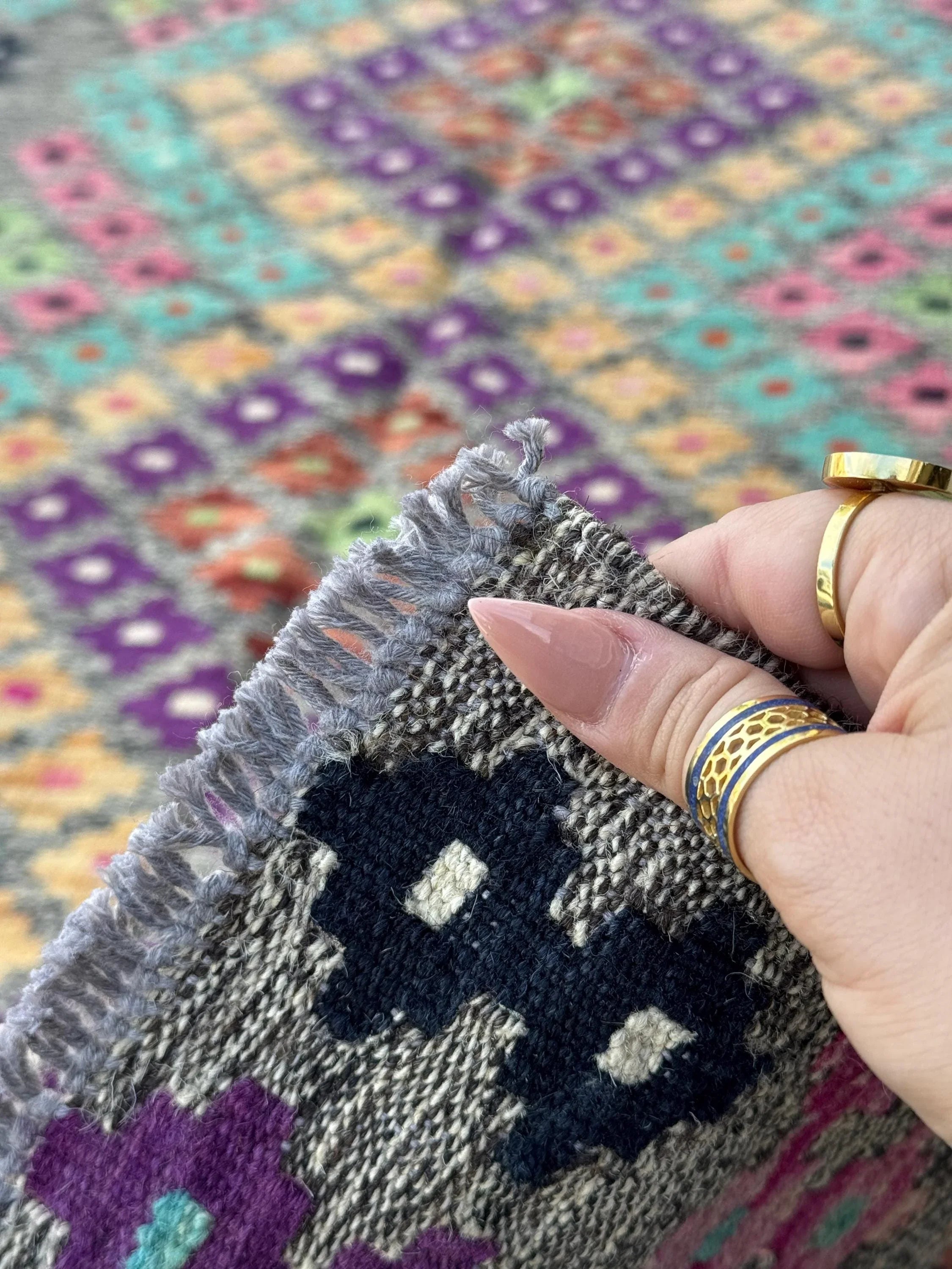 3x5 Handmade Afghan Kilim Runner Rug | Grey Black Cream Blush Baby Pink Peach Burnt Orange Purple Mint Green Aqua Midnight Blue | Wool