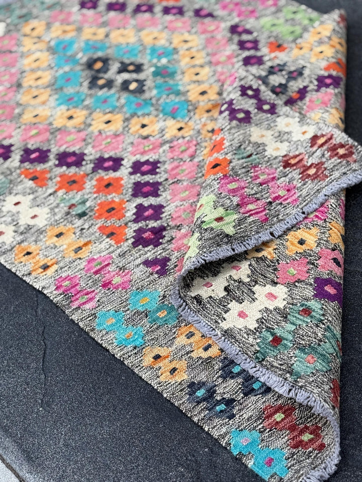 3x5 Handmade Afghan Kilim Runner Rug | Grey Aqua Teal Blue Peach Orange White Cream Fuchsia Blush Pink Black Purple Mint Green Wine Red