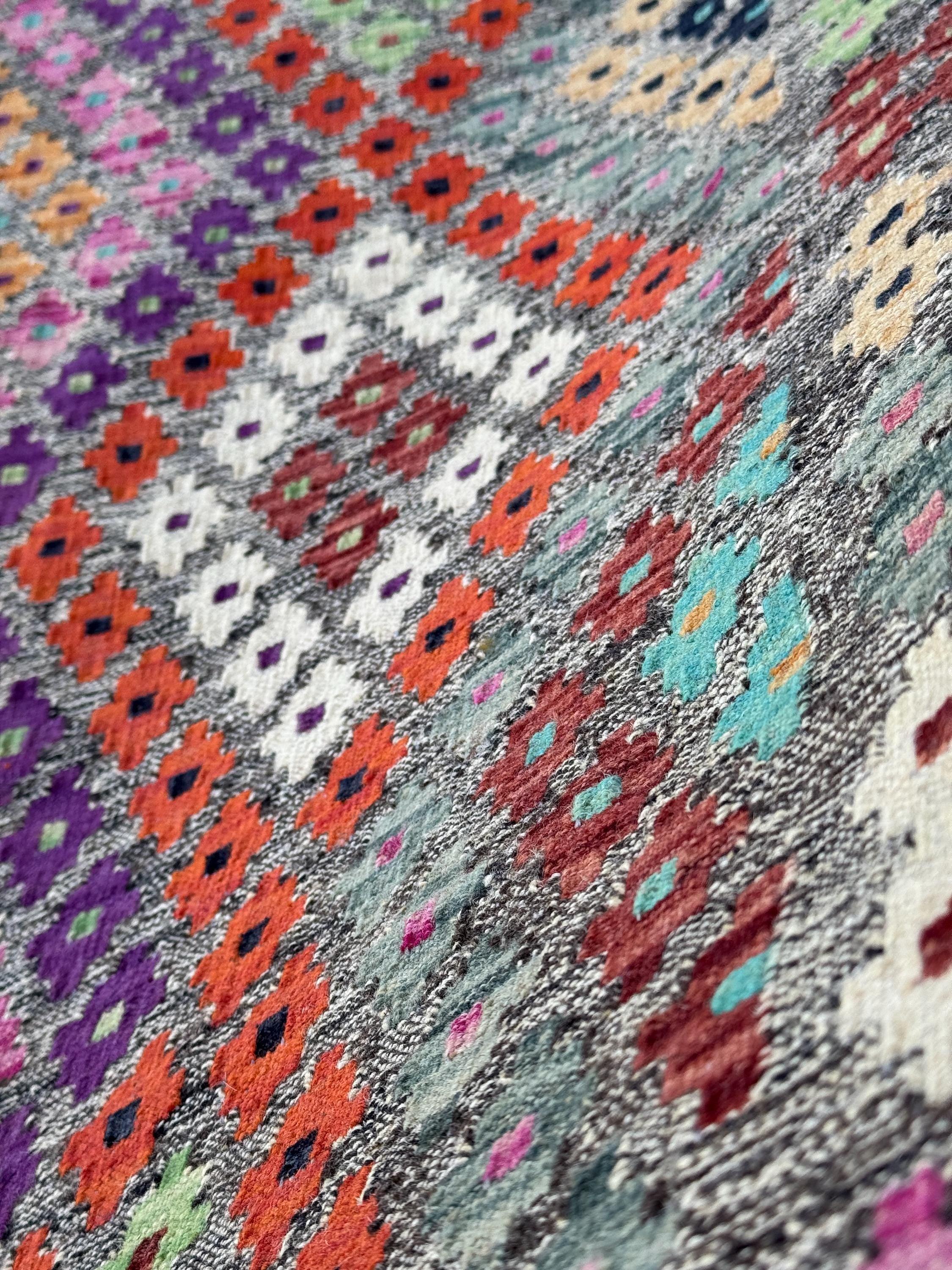 6x8 Handmade Afghan Kilim Runner Rug | Grey Fuchsia Pink Mint Green Aqua Prussian Blue Wine Red Orange White Black Purple Peach Orange Tan