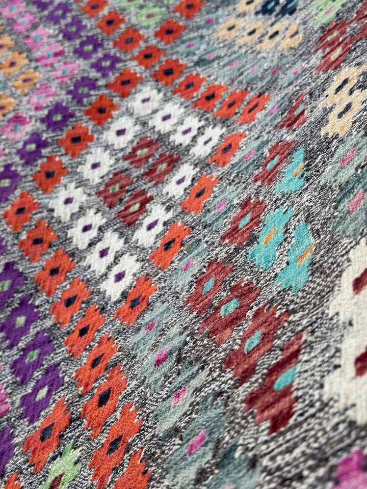 6x8 Handmade Afghan Kilim Runner Rug | Grey Fuchsia Pink Mint Green Aqua Prussian Blue Wine Red Orange White Black Purple Peach Orange Tan