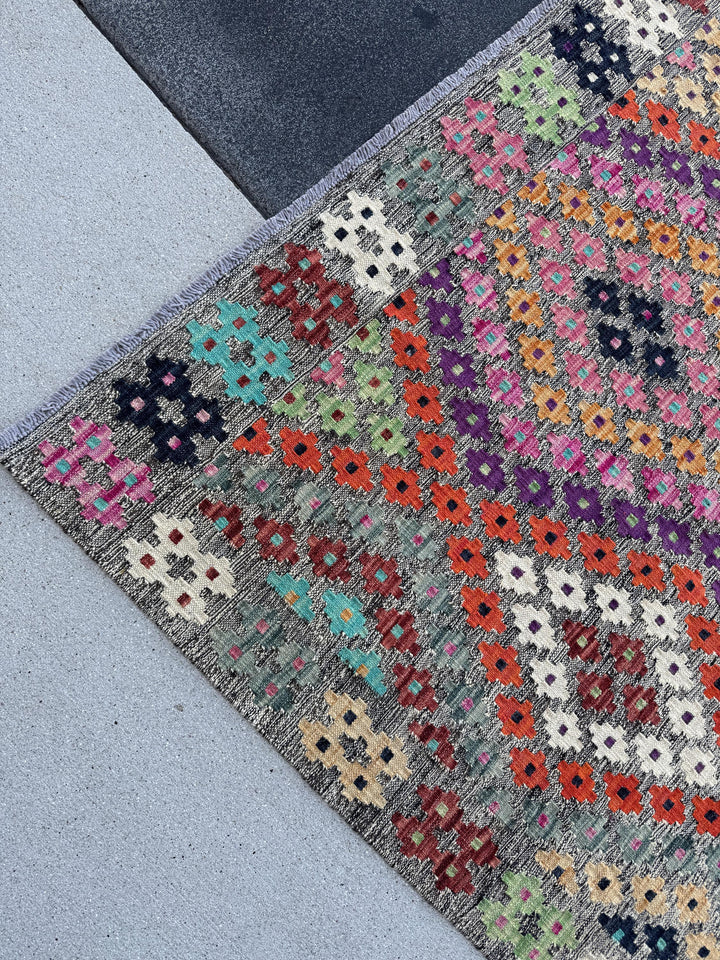6x8 Handmade Afghan Kilim Runner Rug | Grey Fuchsia Pink Mint Green Aqua Prussian Blue Wine Red Orange White Black Purple Peach Orange Tan