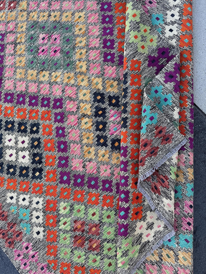 5x7 Handmade Afghan Kilim Runner Rug | Grey Black Cream White Lime Forest Green Saffron Peach Orange Purple Fuchsia Baby Pink Aqua Blue Wine
