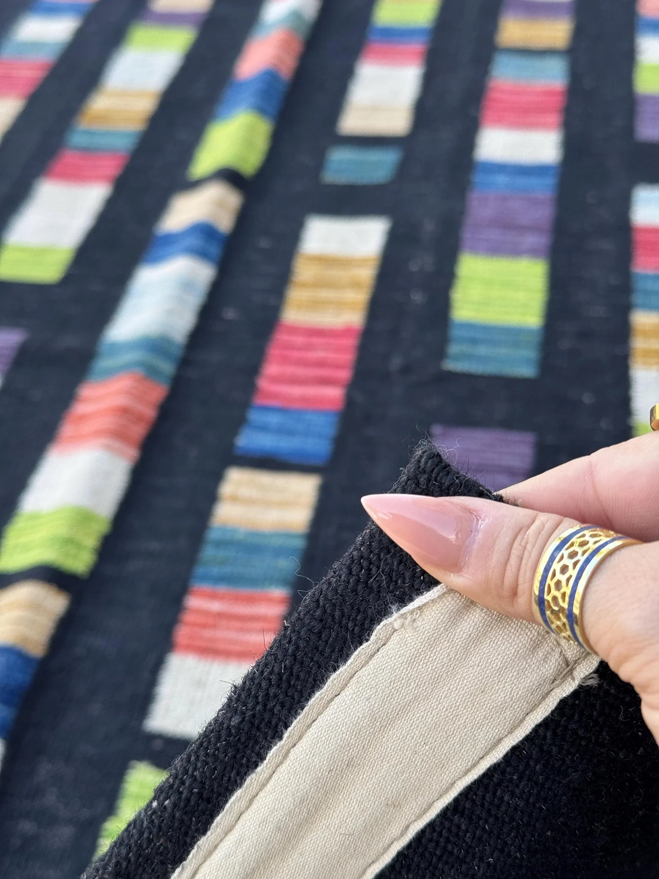 3x5 (91x152) Handmade Afghan Kilim Rug | Black Denim Teal Blue White Cream Peach Burnt Orange Blush Salmon Pink Purple Lime Green Red | Wool