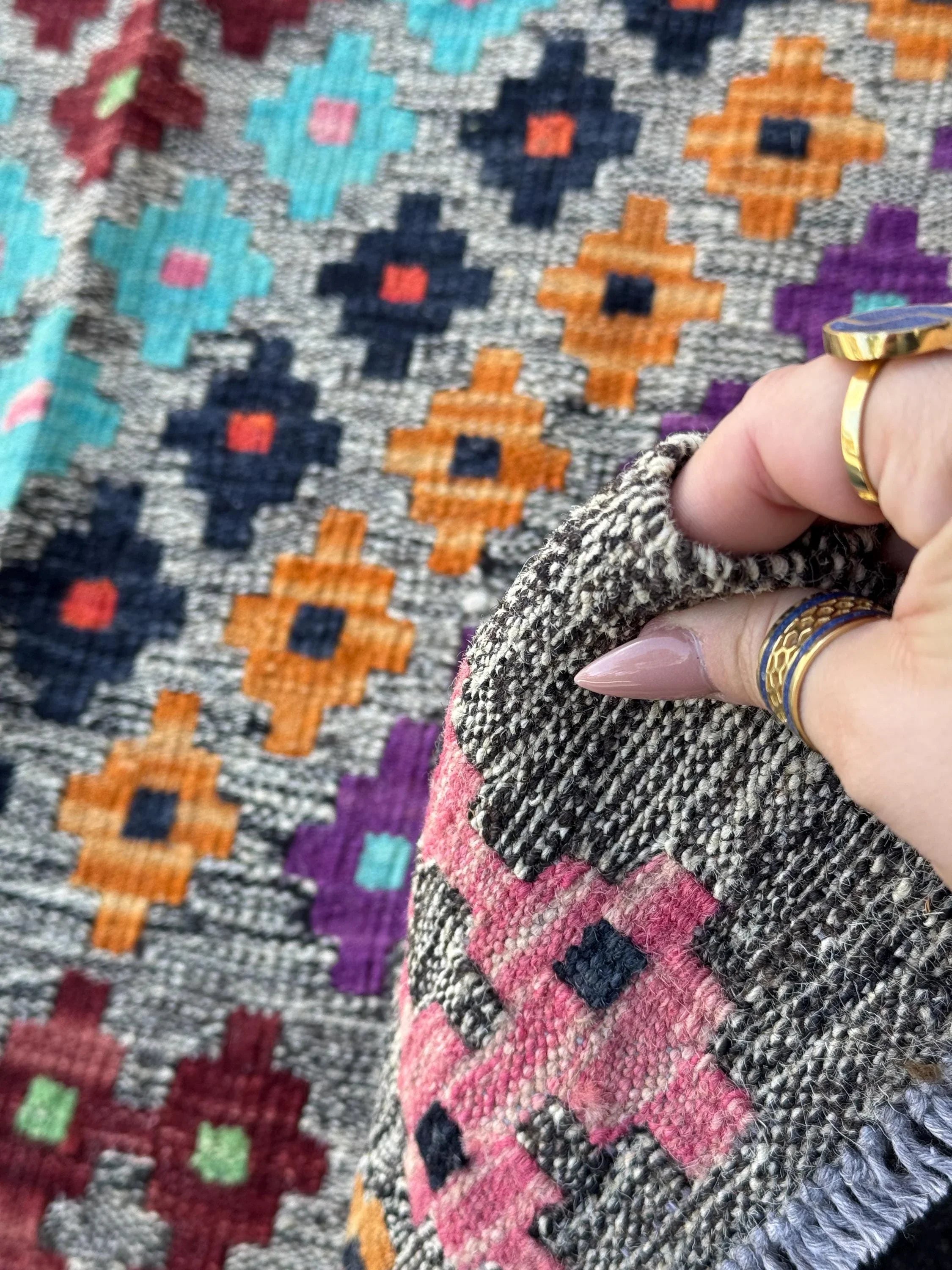 3x5 Handmade Afghan Kilim Runner Rug | Grey Mint Pine Lime Green Purple Wine Red Orange Coral Aqua Blue Black Baby Pink | Wool Flatweave