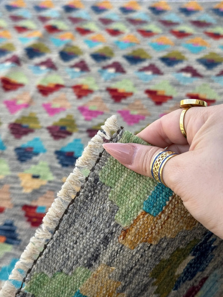 3x5 Handmade Afghan Kilim Rug | Grey Mint Olive Moss Green Navy Denim Aqua Blue Tan Peach Burnt Orange Fuchsia Pink Garnet Wine Red Purple