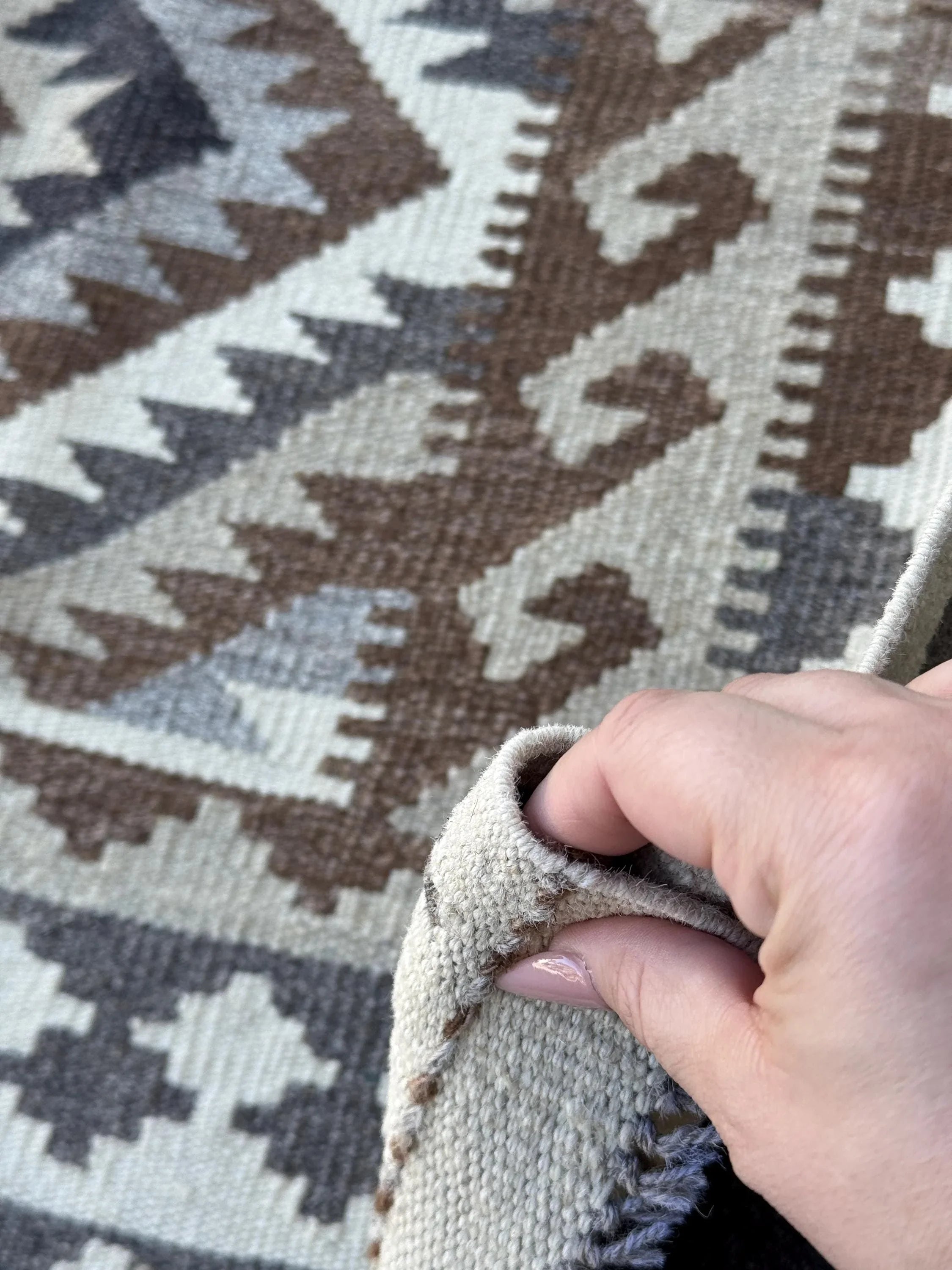 3x5 (91x152) Handmade Afghan Kilim Rug | Cream Sand Coffee Beige Chocolate Brown Grey Black Tan Taupe | Wool Flatweave Neutral Minimalist