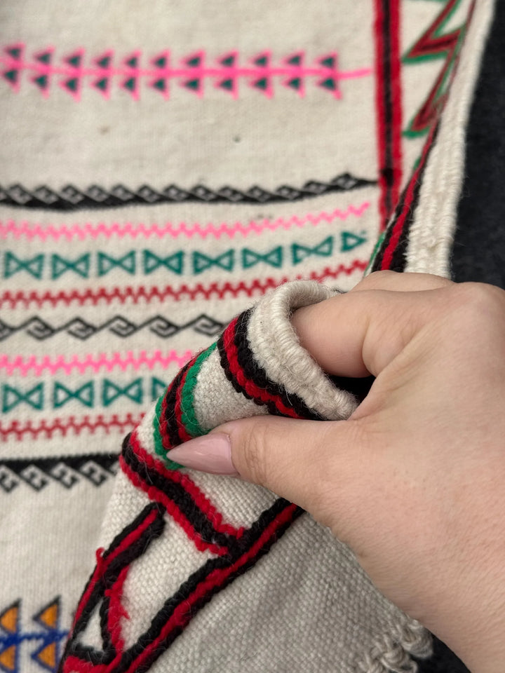2x9 Handmade Afghan Kilim Soumak Runner Rug | White Cream Ivory Crimson Red Fuchsia Pink Forest Emerald Green Black Royal Blue Orange | Wool