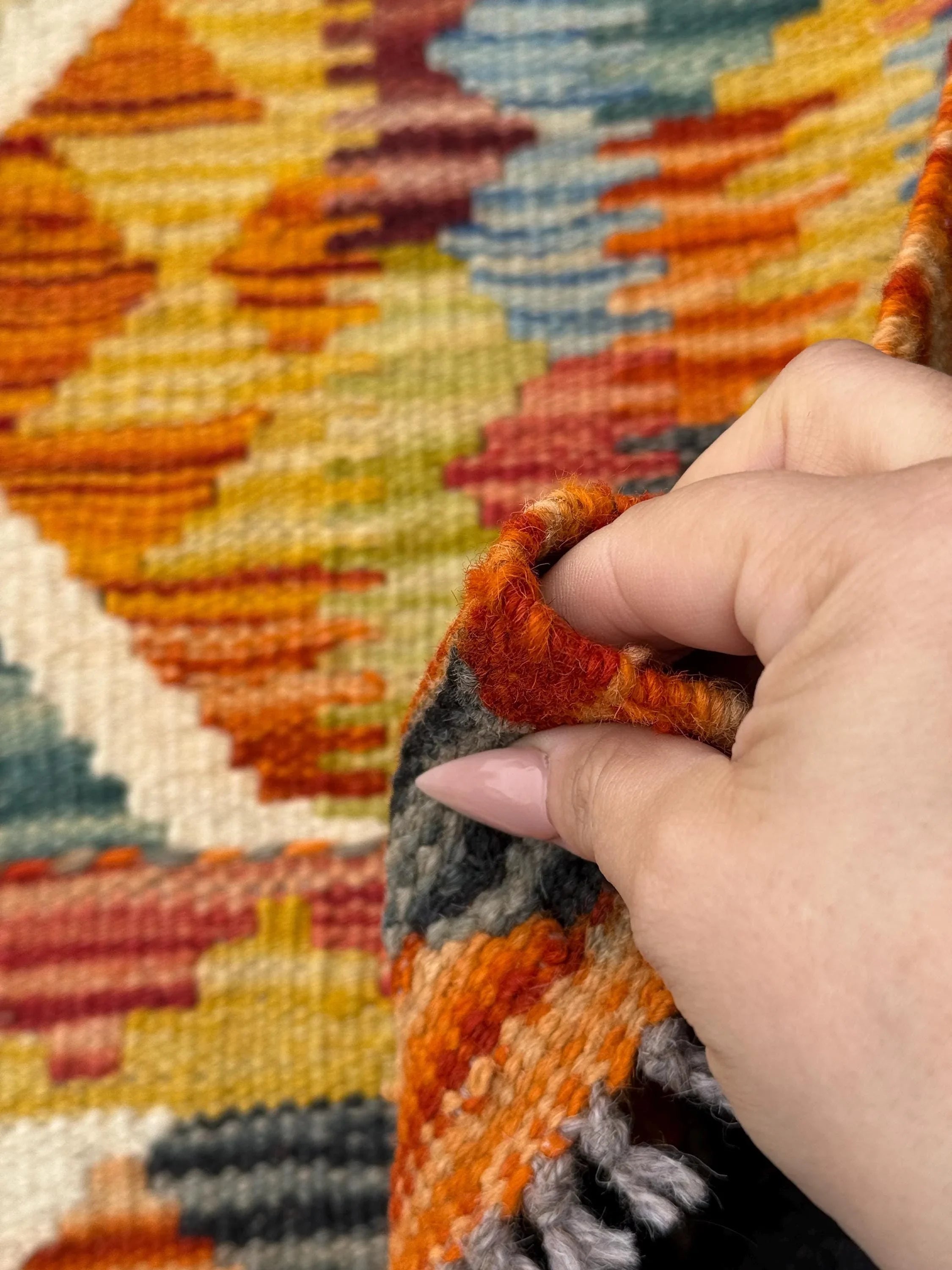 3x5 Handmade Afghan Kilim Rug | Orange Burnt Rust Sage Moss Olive Green Cream Teal Aqua Denim Prussian Blue Grey Yellow Maroon Auburn Red