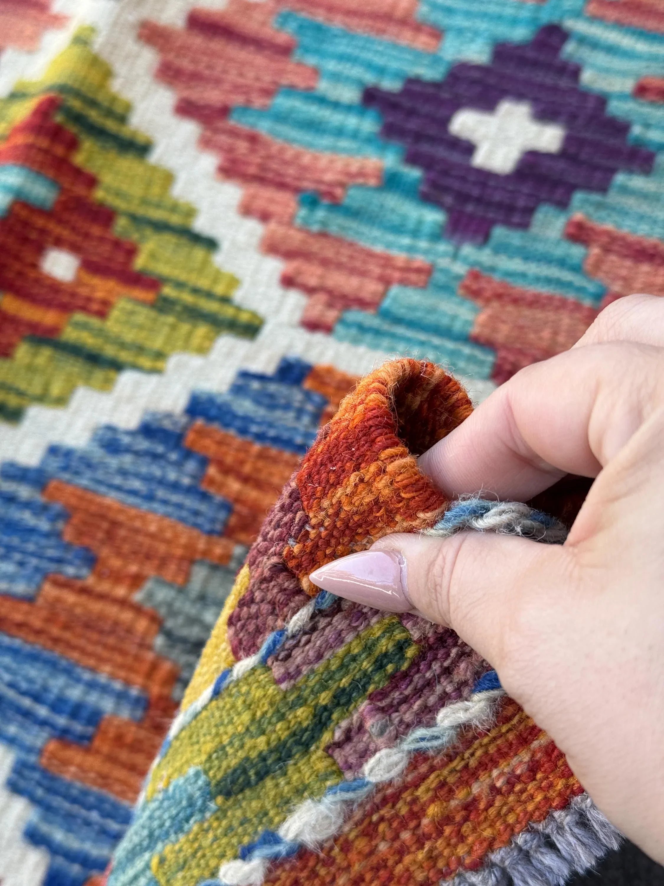 3x4 Handmade Afghan Kilim Rug | Burnt Orange Brick Auburn Red Moss Olive Green Mustard Yellow Denim Aqua Royal Blue Black Cream Purple