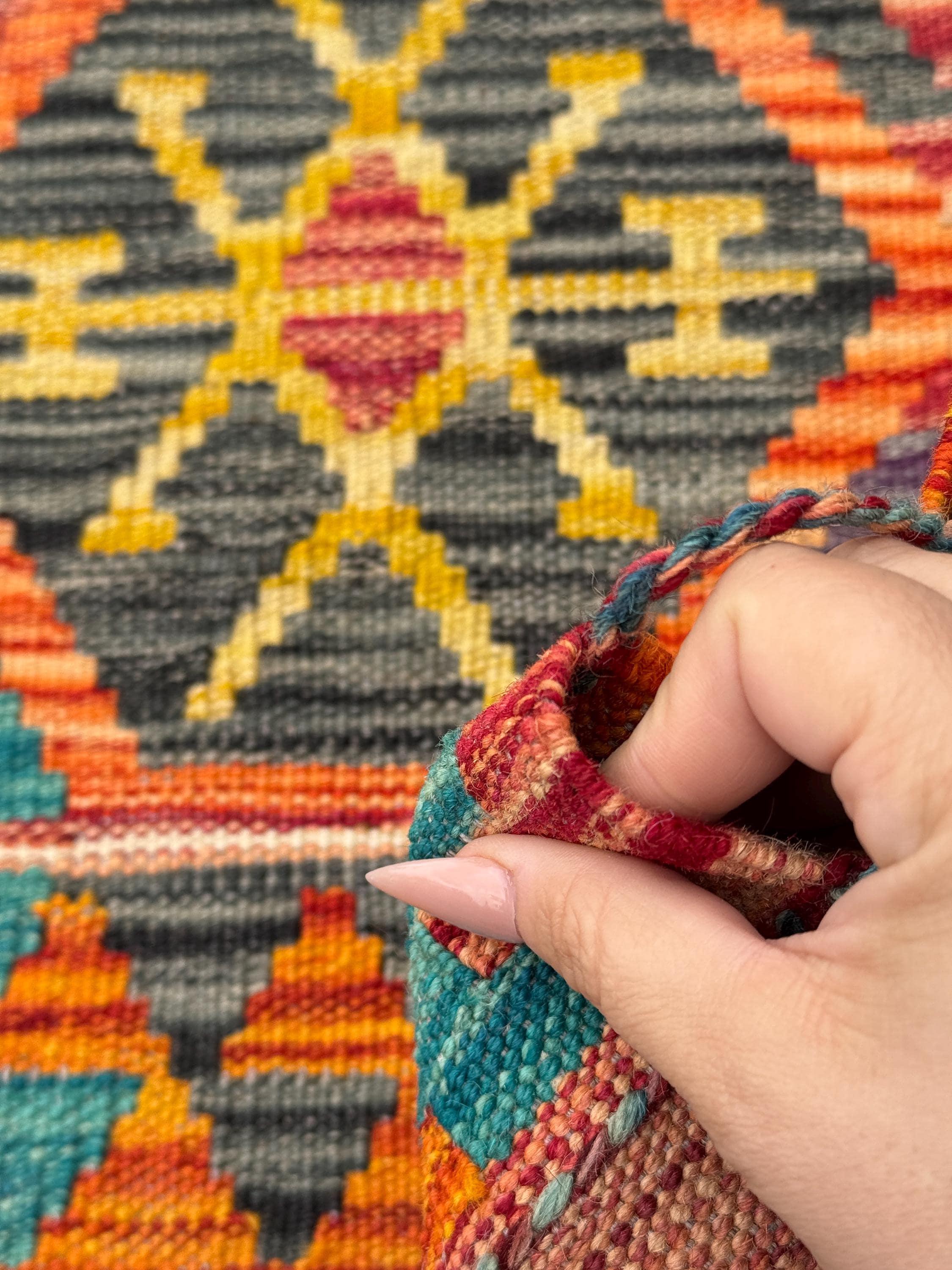 3x7 Handmade Afghan Kilim Runner Rug | Burnt Orange Wine Garnet Brick Red Black Grey Teal Turquoise Blue Mustard Yellow Purple Moss Green