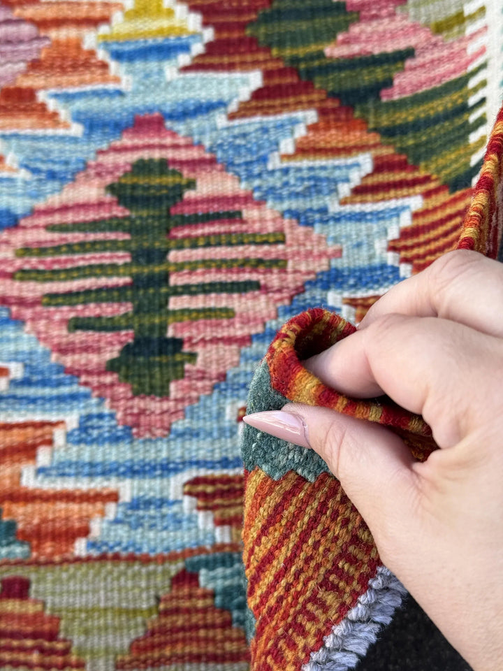 3x4 Handmade Afghan Kilim Rug | Burnt Orange Brick Auburn Red Olive Moss Army Forest Green Cream Teal Yellow Denim Baby Aqua Blue Purple