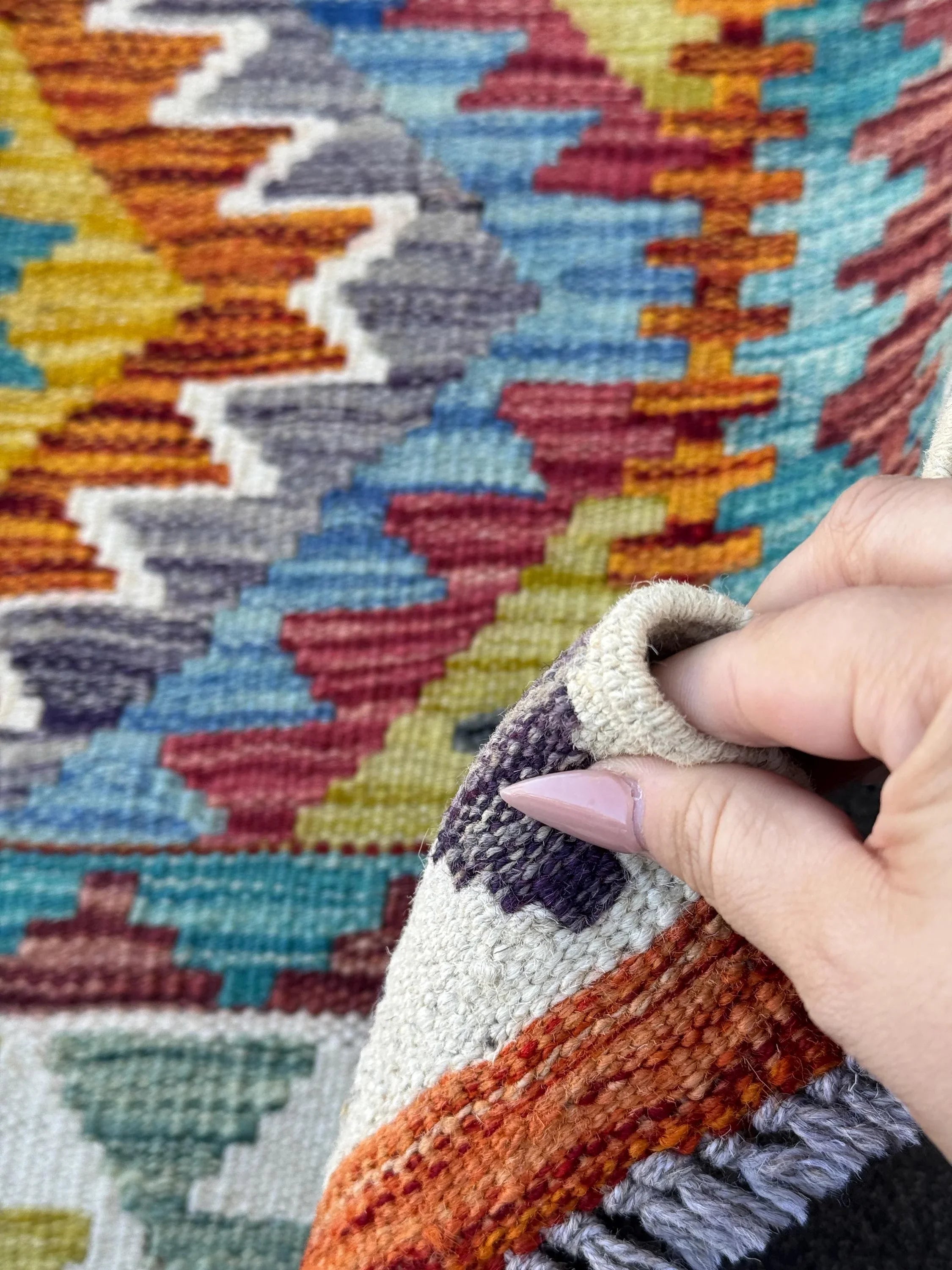 3x4 Handmade Afghan Kilim Rug | Cream Burnt Orange Teal Denim Blue Maroon Auburn Red Grey Purple Mustard Yellow Moss Olive Green | Wool