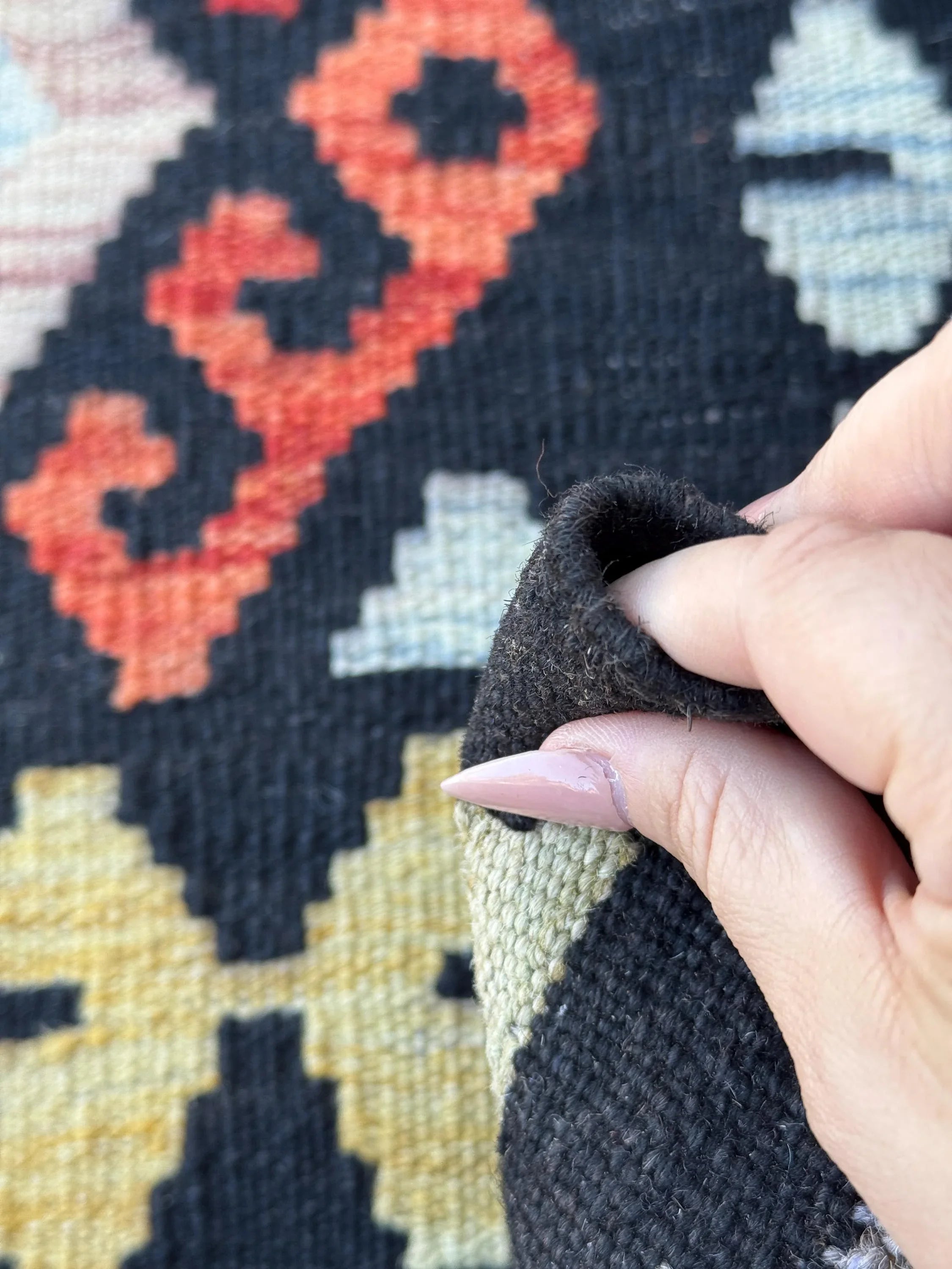 3x5 Handmade Afghan Kilim Rug | Black Crimson Red Powder Baby Blue Orange Mustard Gold Yellow Peach Saffron Sage Green | Wool Flatweave