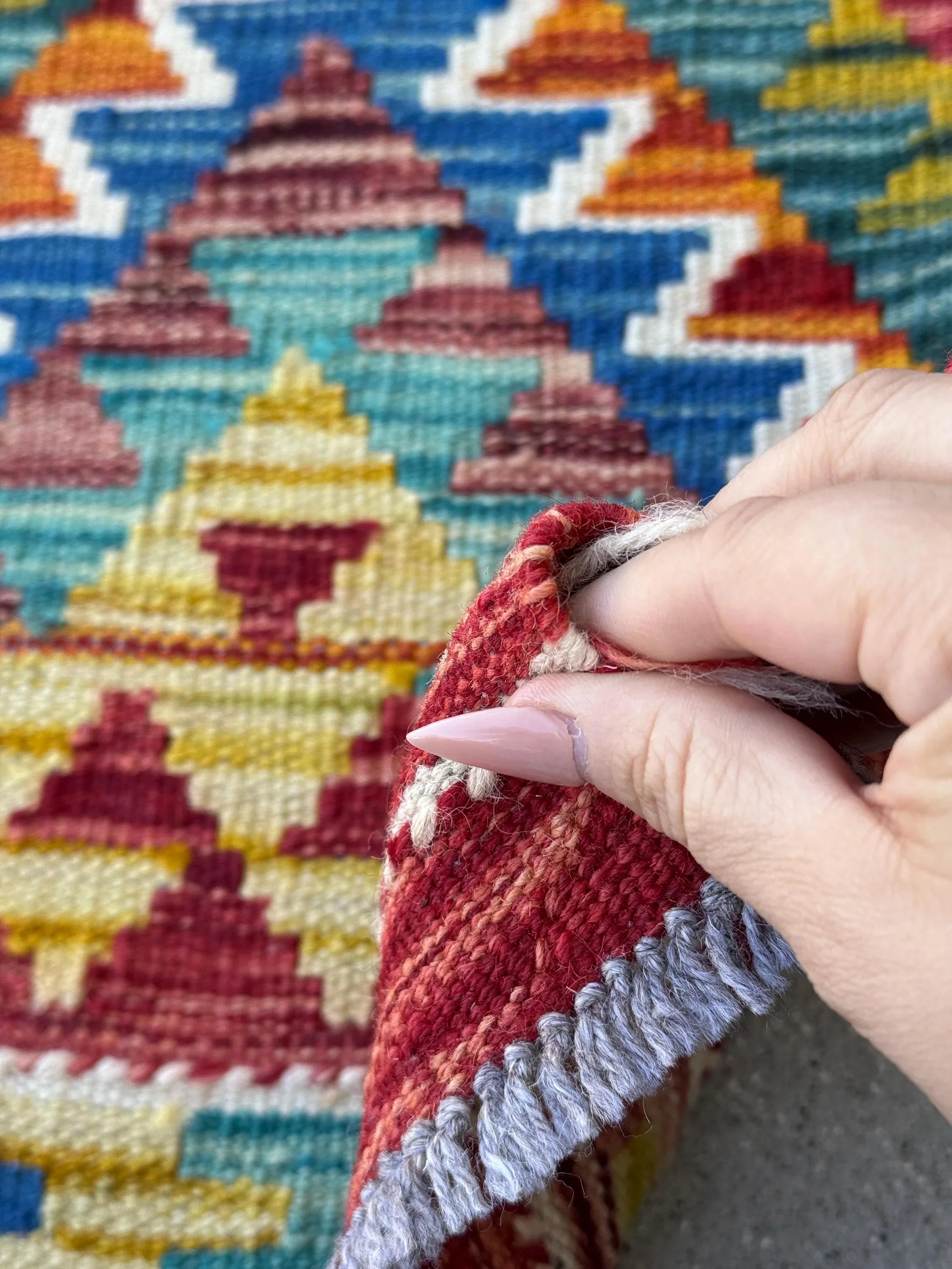 3x4 Handmade Afghan Kilim Rug | Scarlet Garnet Red Yellow Olive Moss Forest Green Maroon Teal Turquoise Aqua Denim Royal Blue Orange Cream