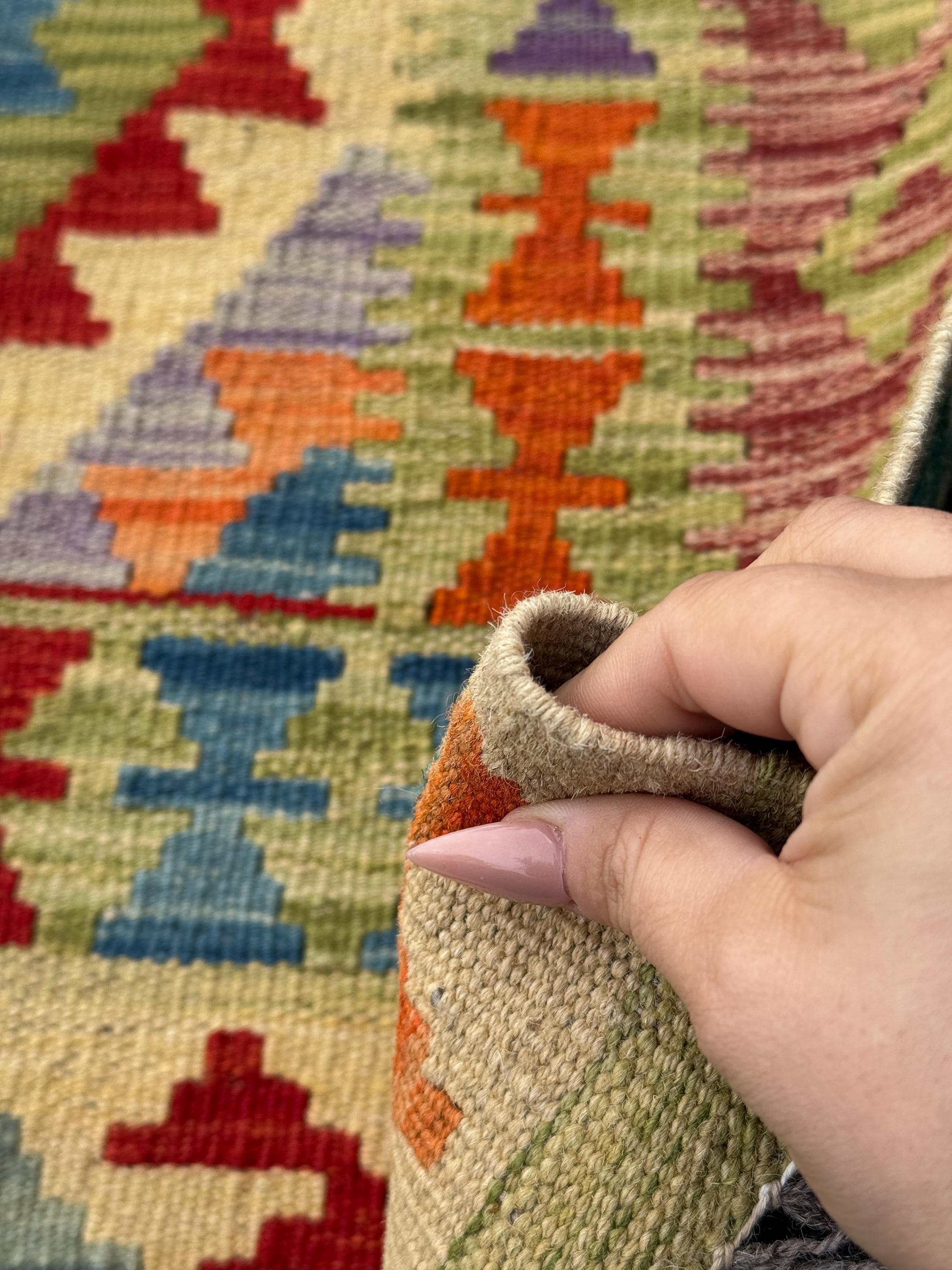 2x7 Handmade Afghan Kilim Runner Rug | Saffron Yellow Lime Moss Sage Green Scarlet Brick Red Black Grey Purple Teal Denim Blue Orange | Wool