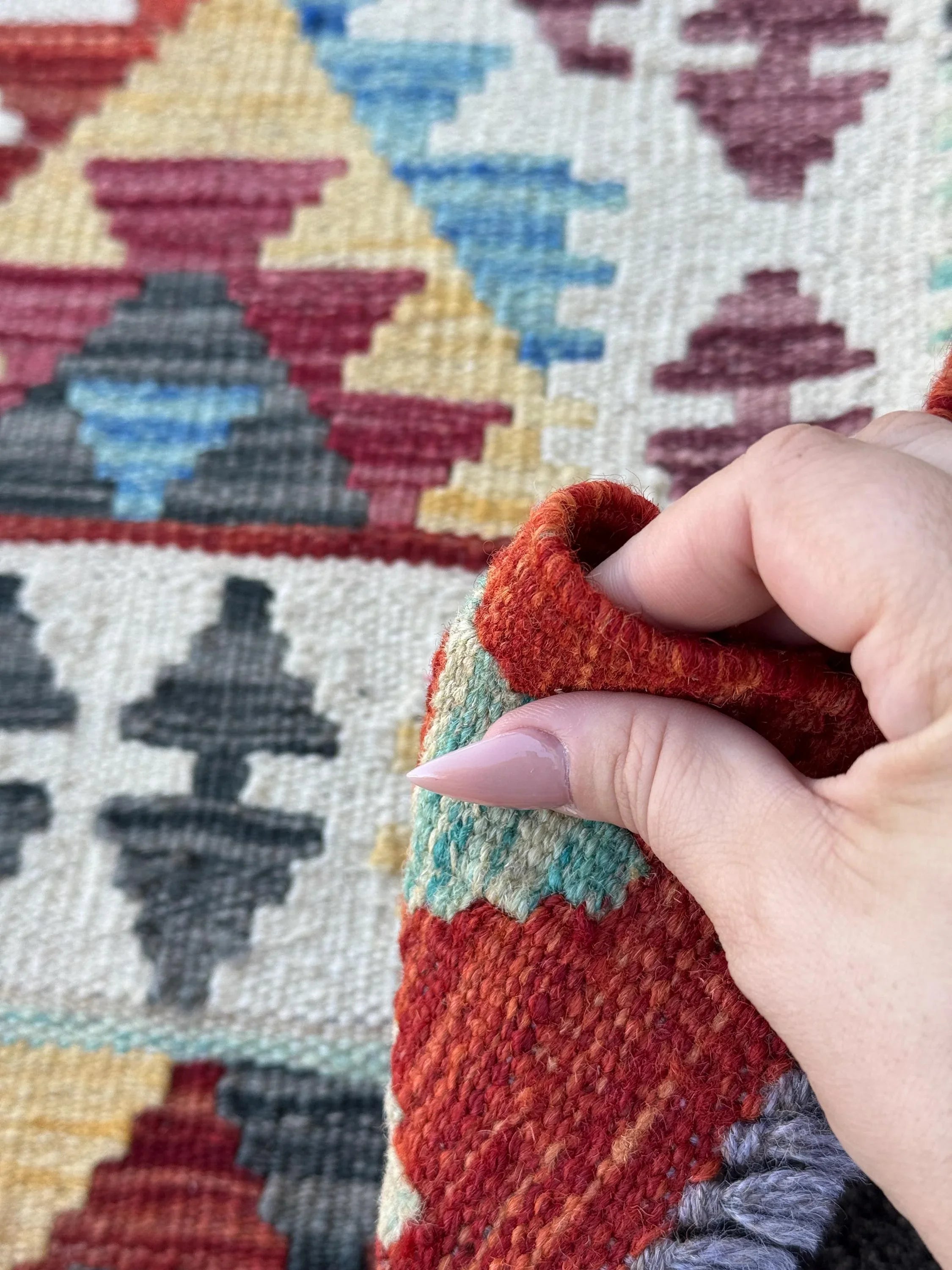3x7 Handmade Afghan Kilim Runner Rug | Scarlet Blood Wine Red Denim Baby Powder Blue Grey Black Yellow Cream Maroon Lime Green | Wool