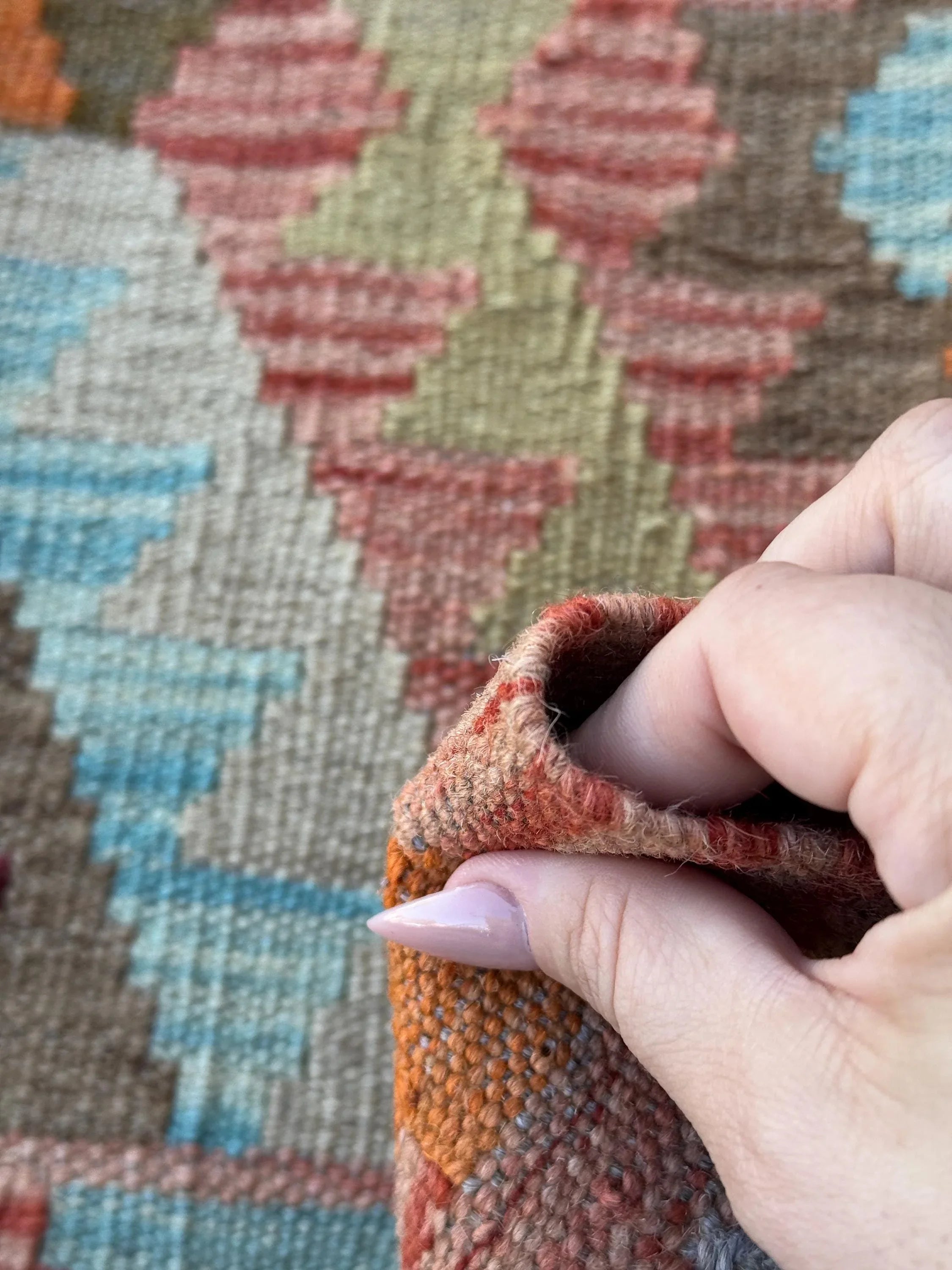2x7 Handmade Afghan Kilim Runner Rug Brick Wine Garnet Red Maroon Burgundy Peach Orange Moss Olive Sage Green Tan Beige Taupe Cream Sky Blue