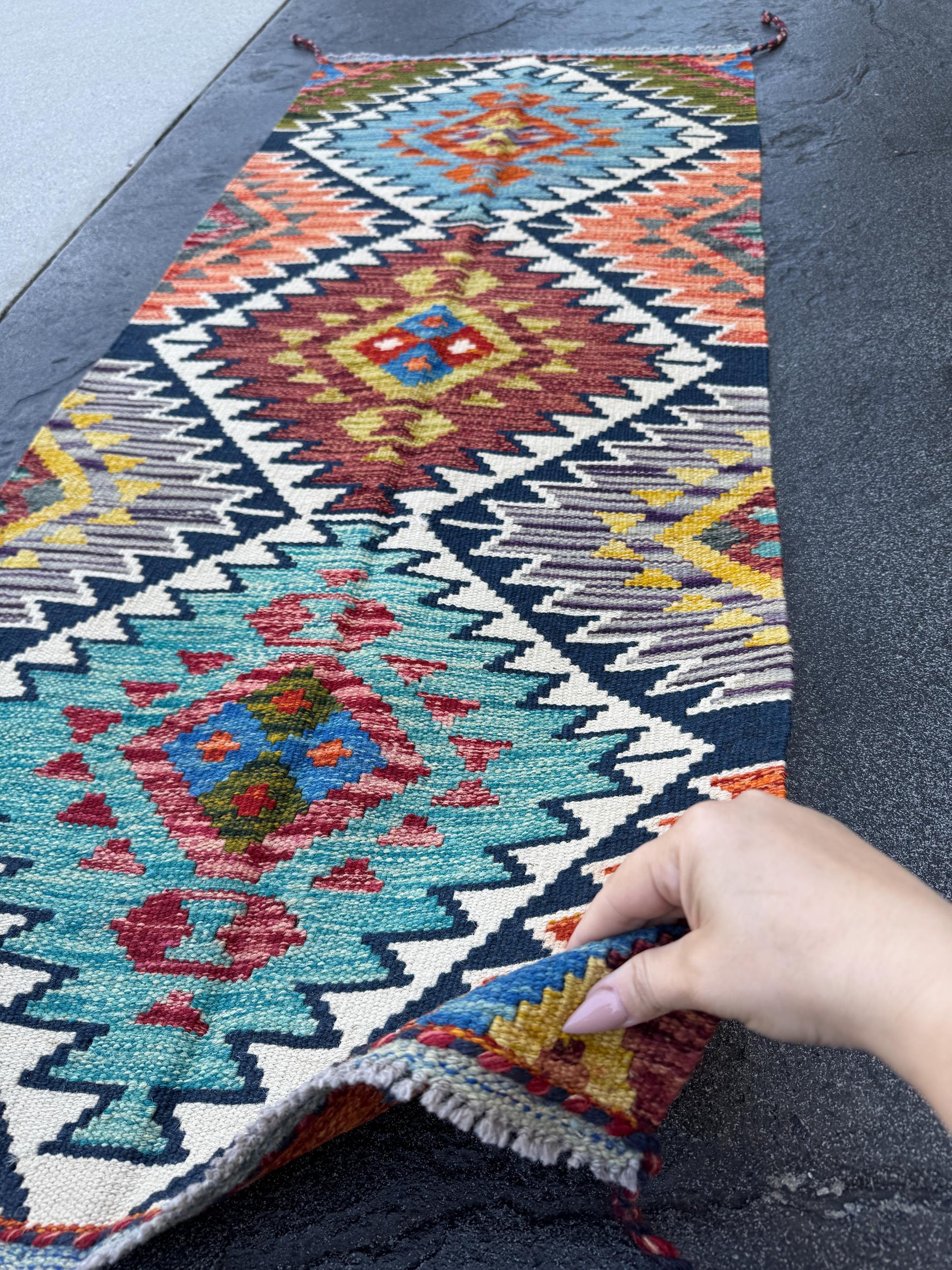 2x5 Handmade Afghan Kilim Runner Rug | Teal Charcoal Grey Blood Red Chocolate Olive Moss Green Orange Cream Beige Black Blue | Wool Turkish