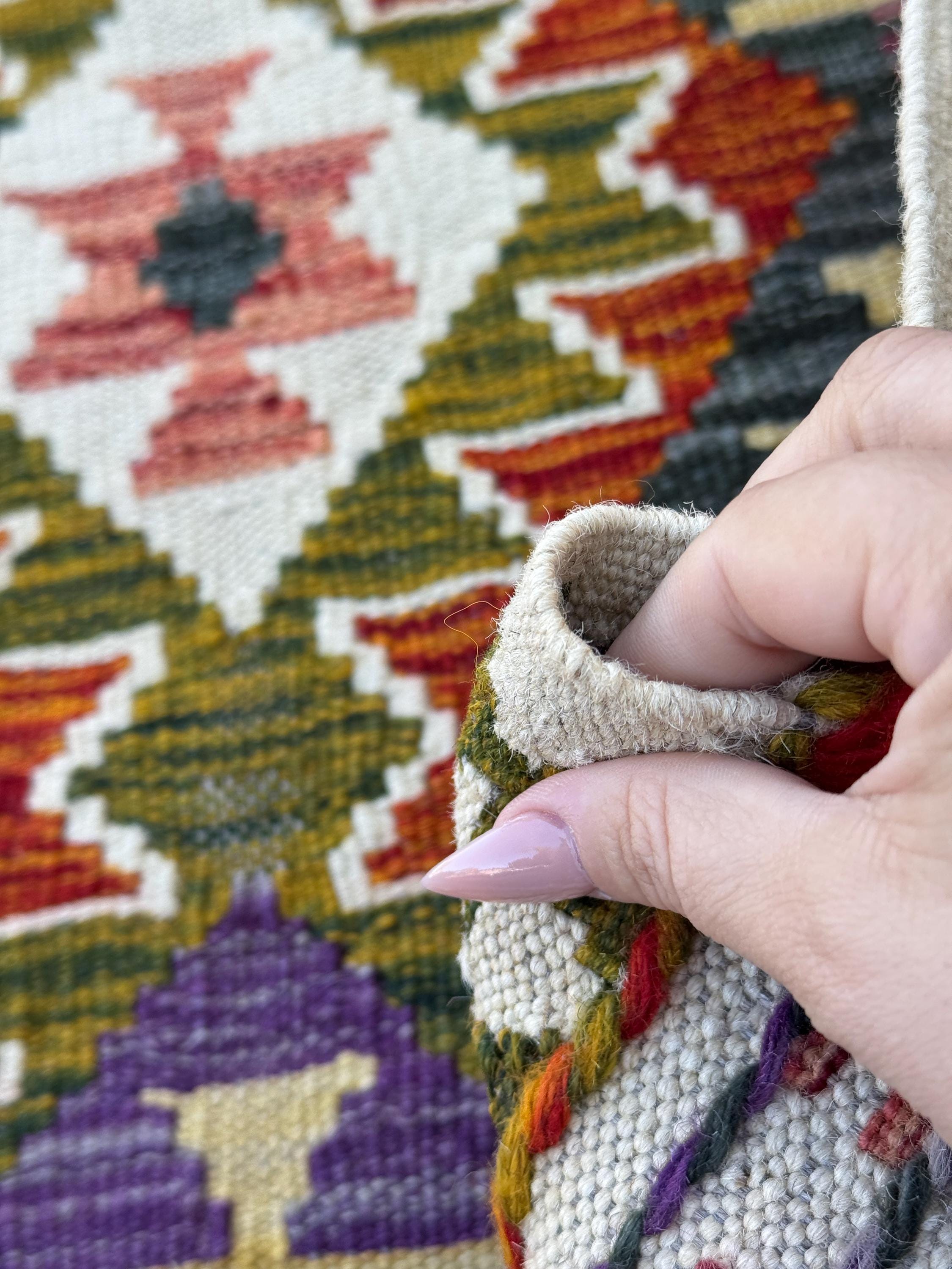 3x5 Handmade Afghan Kilim Rug | Cream White Mustard Olive Green Burnt Orange Brick Red Pink Purple Burgundy Charcoal Grey