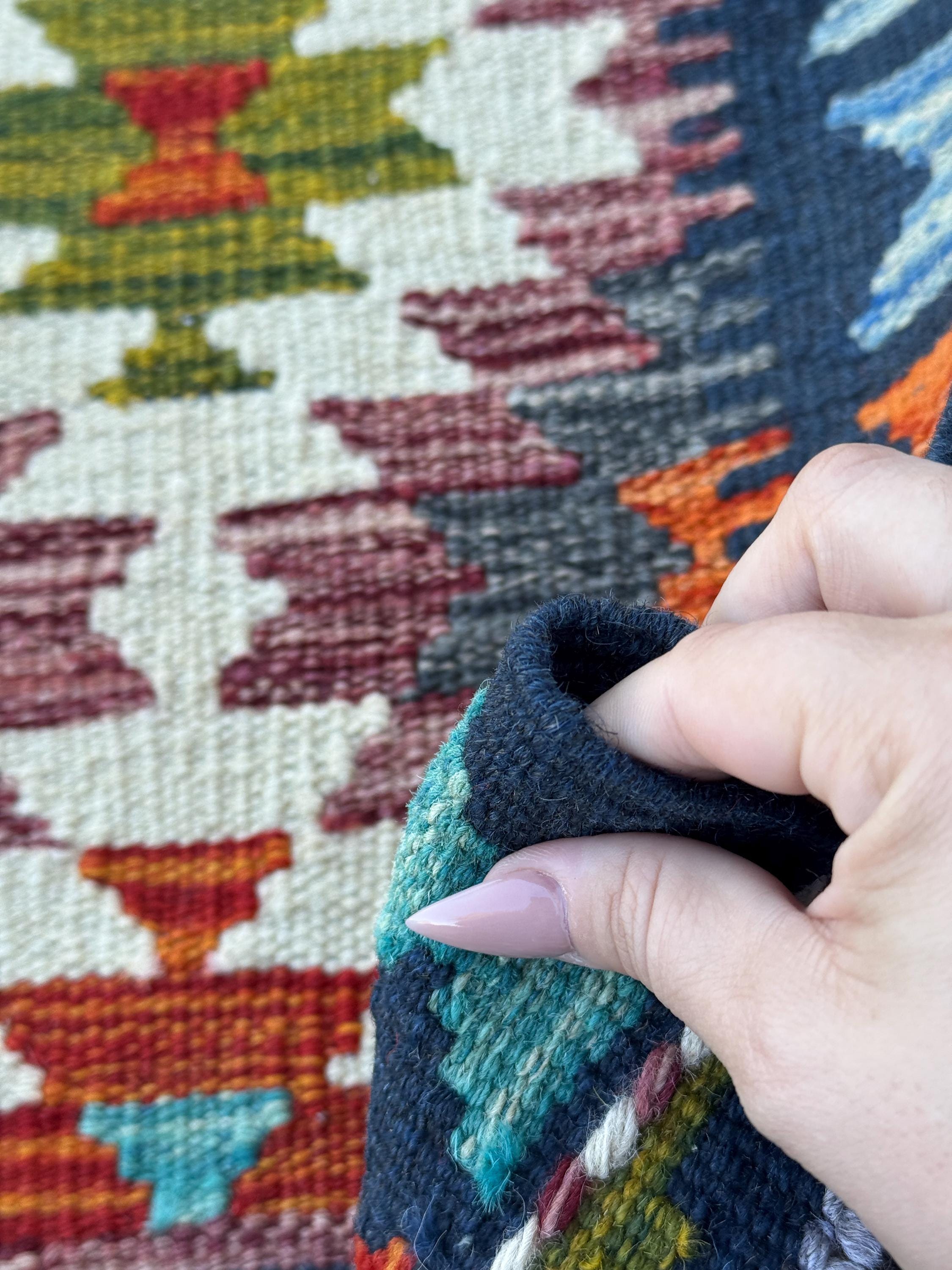 2x5 Handmade Afghan Kilim Runner Rug | Cream Burgundy Mauve Olive Green Forest Burnt Orange Rust Teal Aqua Turquoise Navy Blue Charcoal Grey