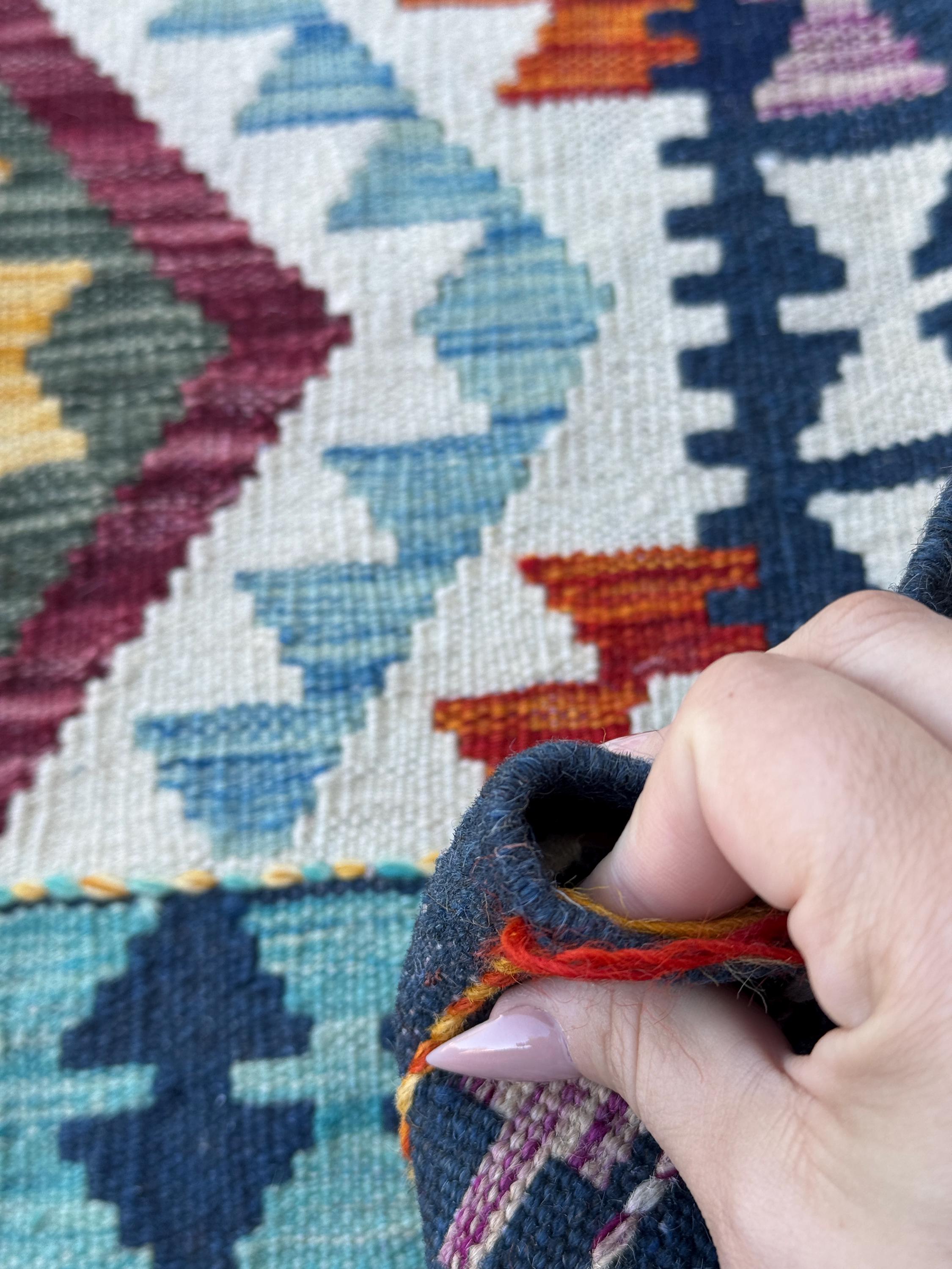 3x5 (91x152) Handmade Afghan Kilim Rug | Navy Blue Cream Burgundy Mauve Olive Green Forest Burnt Orange Rust Teal Aqua Turquoise Charcoal