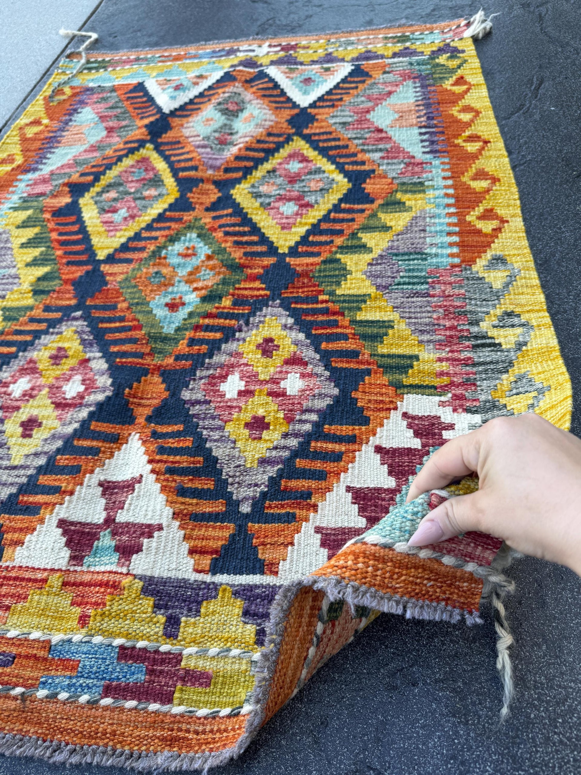 3x4 Handmade Afghan Kilim Rug | Navy Blue Burnt Orange Mustard Yellow Cream White Burgundy Olive Green Teal Aqua Purple Grey | Flatwoven