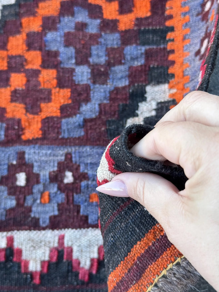 3x4 Handmade Afghan Kilim Rug | Burnt Orange Rust Red Burgundy Purple Blue Grey Black Cream White Pink | Wool Flatwoven