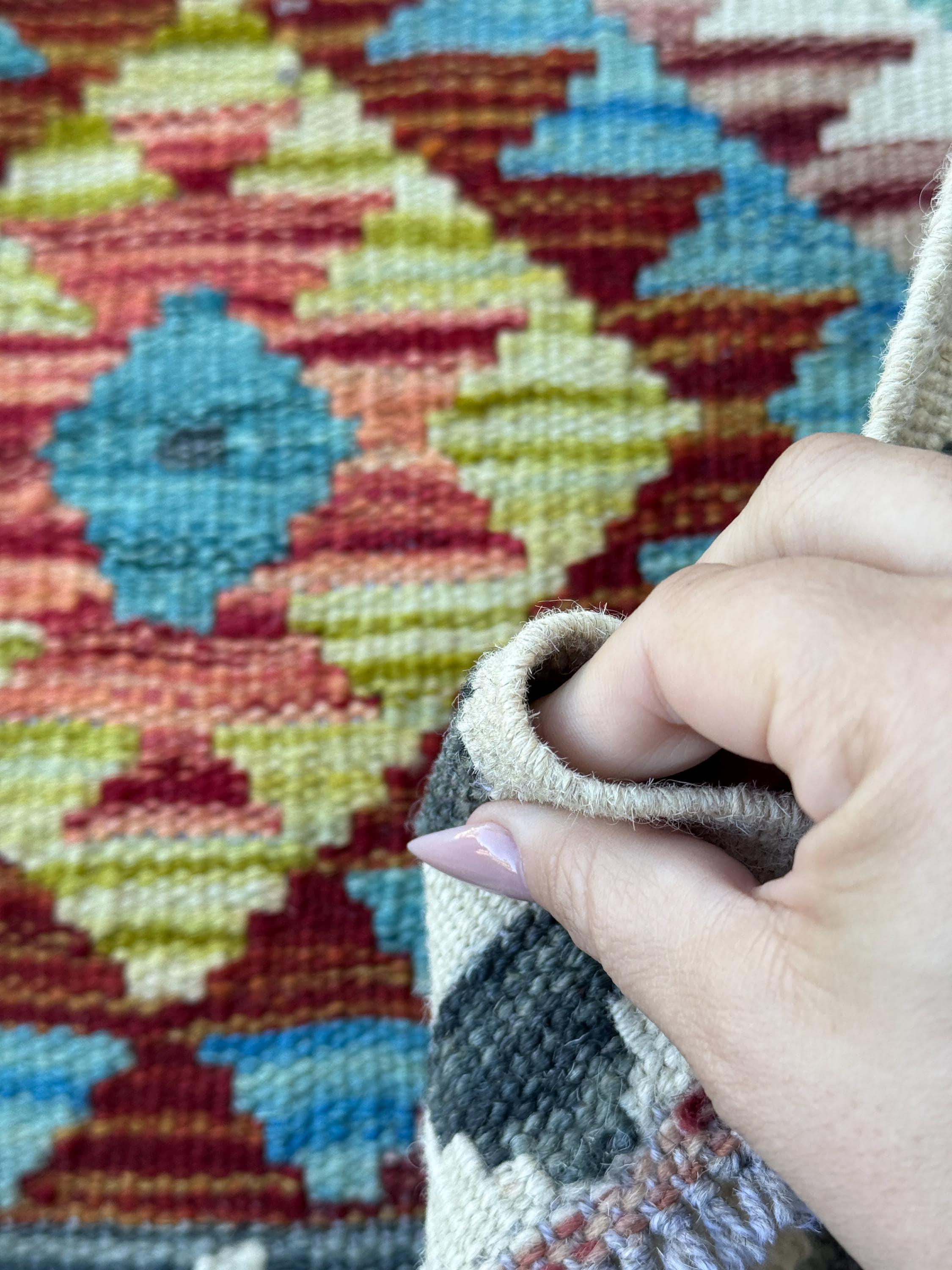 3x4 Handmade Afghan Kilim Rug | Rust Red Burnt Orange Mustard Yellow Olive Green Teal Aqua Blue Cream White Grey | Wool Flatwoven