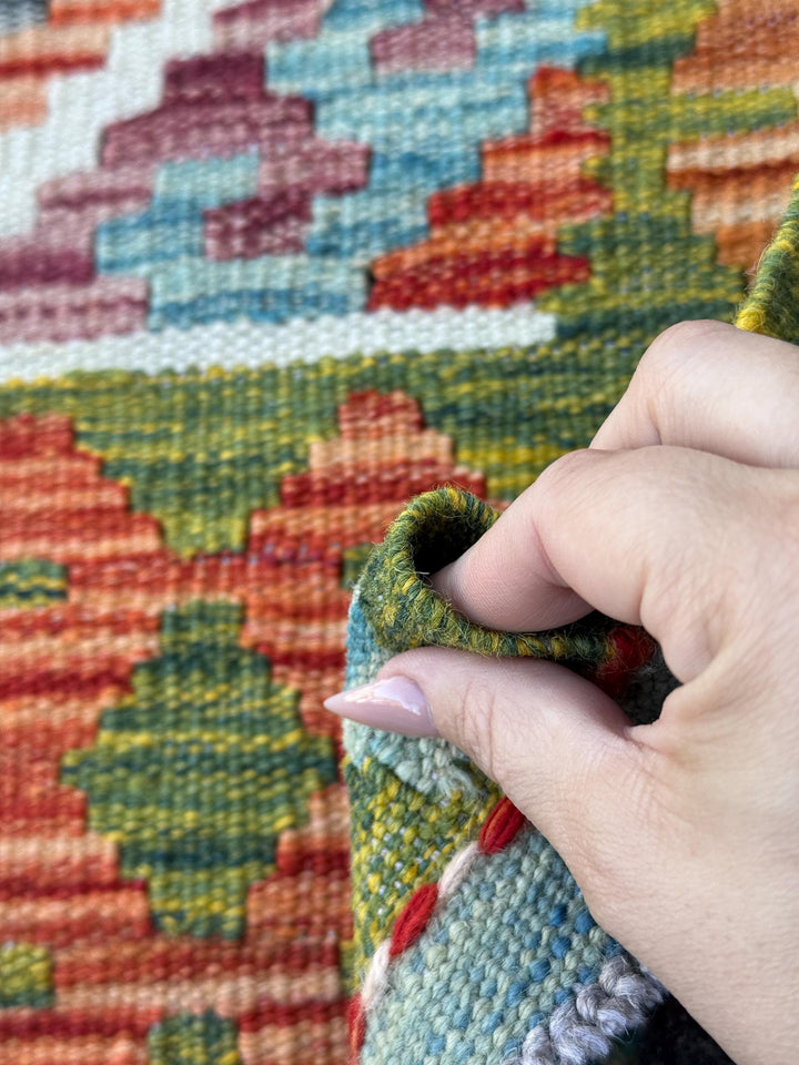 3x4 Handmade Afghan Kilim Rug | Olive Green Rust Red Burnt Orange Mustard Yellow Cream White Teal Aqua Blue Navy Purple Grey | Flatwoven