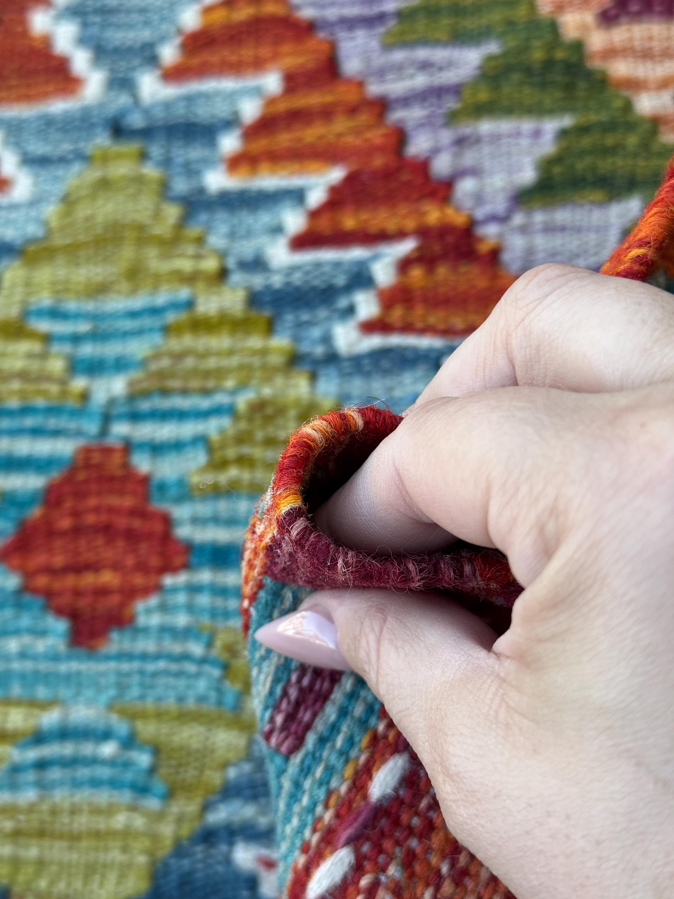 3x4 Handmade Afghan Kilim Rug | Rust Red Burnt Orange Mustard Yellow Olive Green Teal Aqua Blue Purple Grey Cream White | Wool Flatwoven