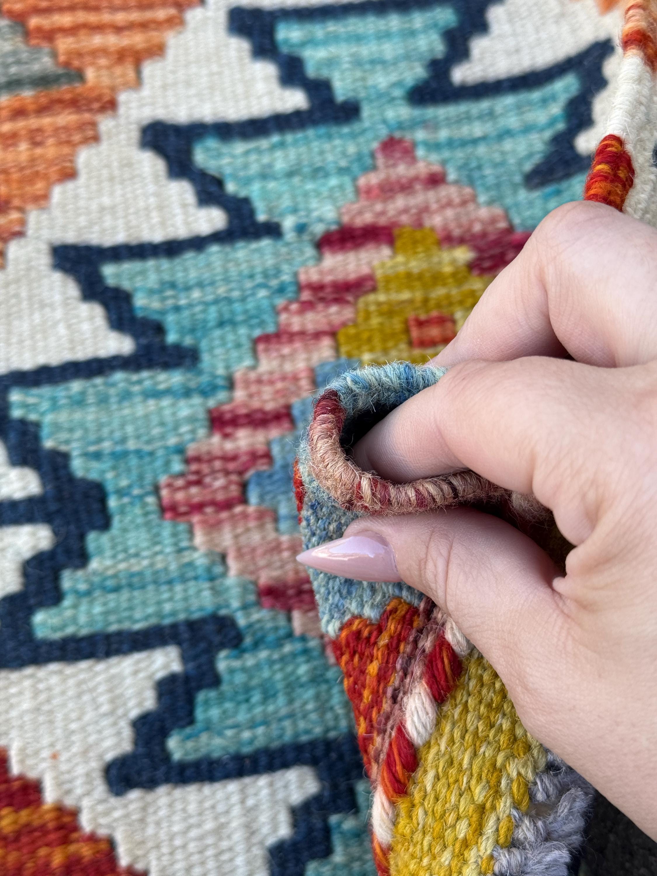 2x5 Handmade Afghan Kilim Runner Rug | Aqua Blue Teal Rust Red Burnt Orange Mustard Yellow Olive Green Cream White Navy Pink Grey | Wool