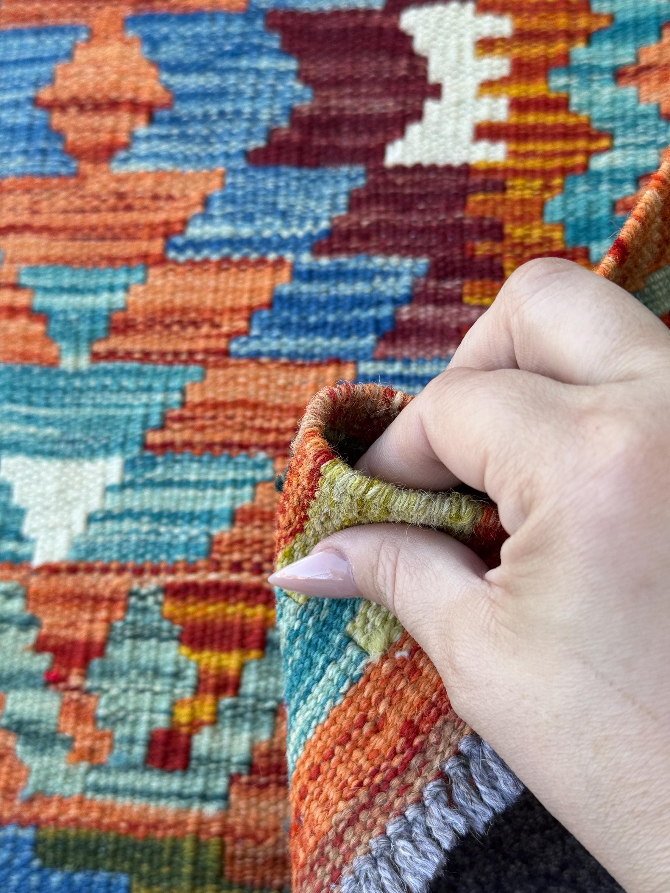 3x4 Handmade Afghan Kilim Rug | Burnt Orange Rust Red Cream White Teal Aqua Blue Navy Olive Green Mustard Yellow Maroon Purple Grey | Wool