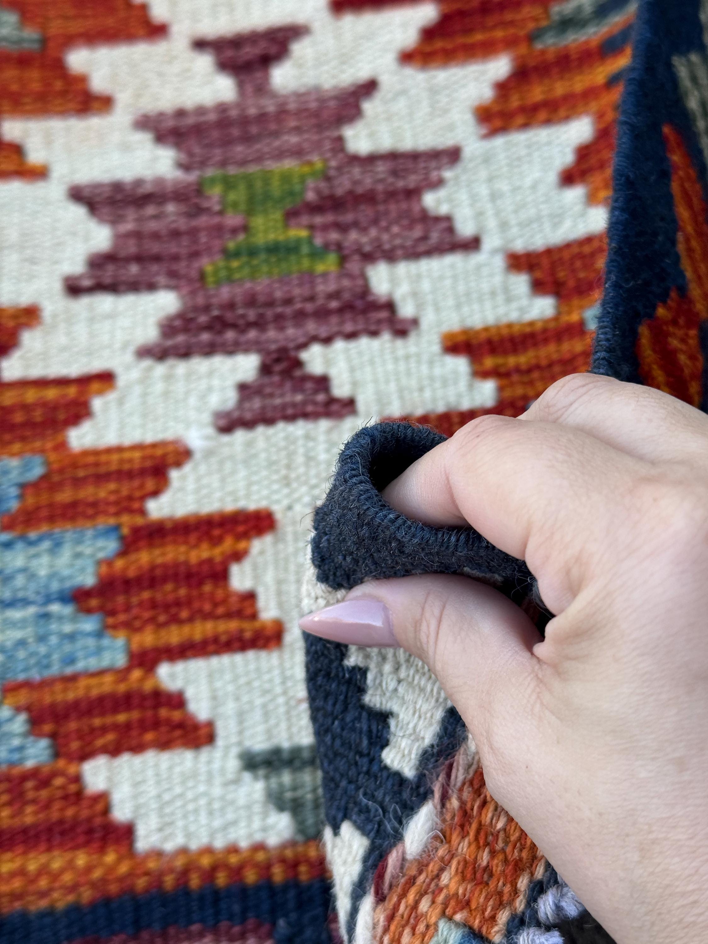 2x5 Handmade Afghan Kilim Runner Rug | Burnt Orange Cream White Rust Red Mustard Yellow Olive Green Teal Aqua Blue Navy Purple Grey | Wool