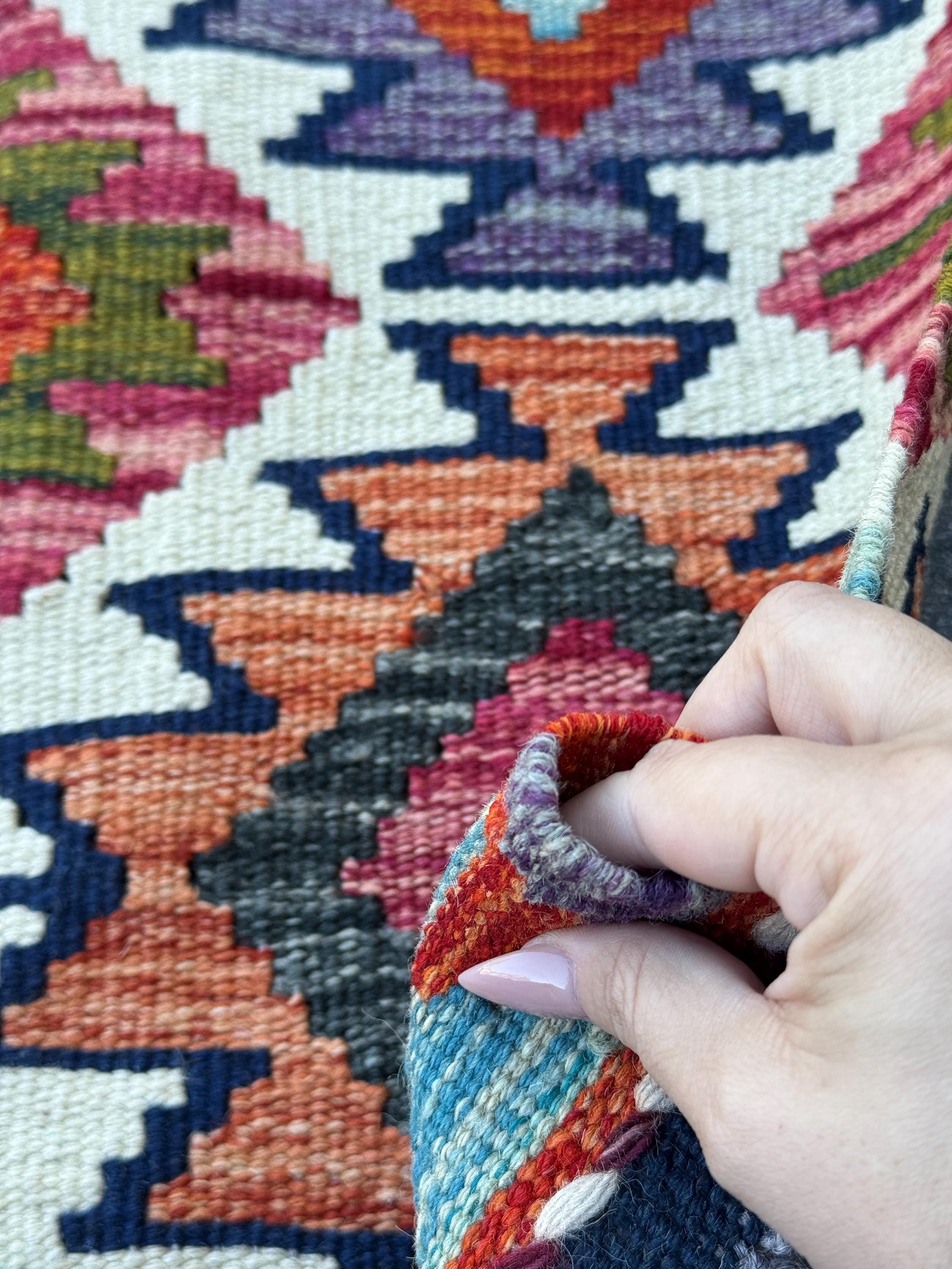 2x5 Handmade Afghan Kilim Runner Rug | Ivory Cream Burnt Orange Rust Red Mustard Yellow Olive Green Teal Aqua Blue Navy Purple Grey | Wool
