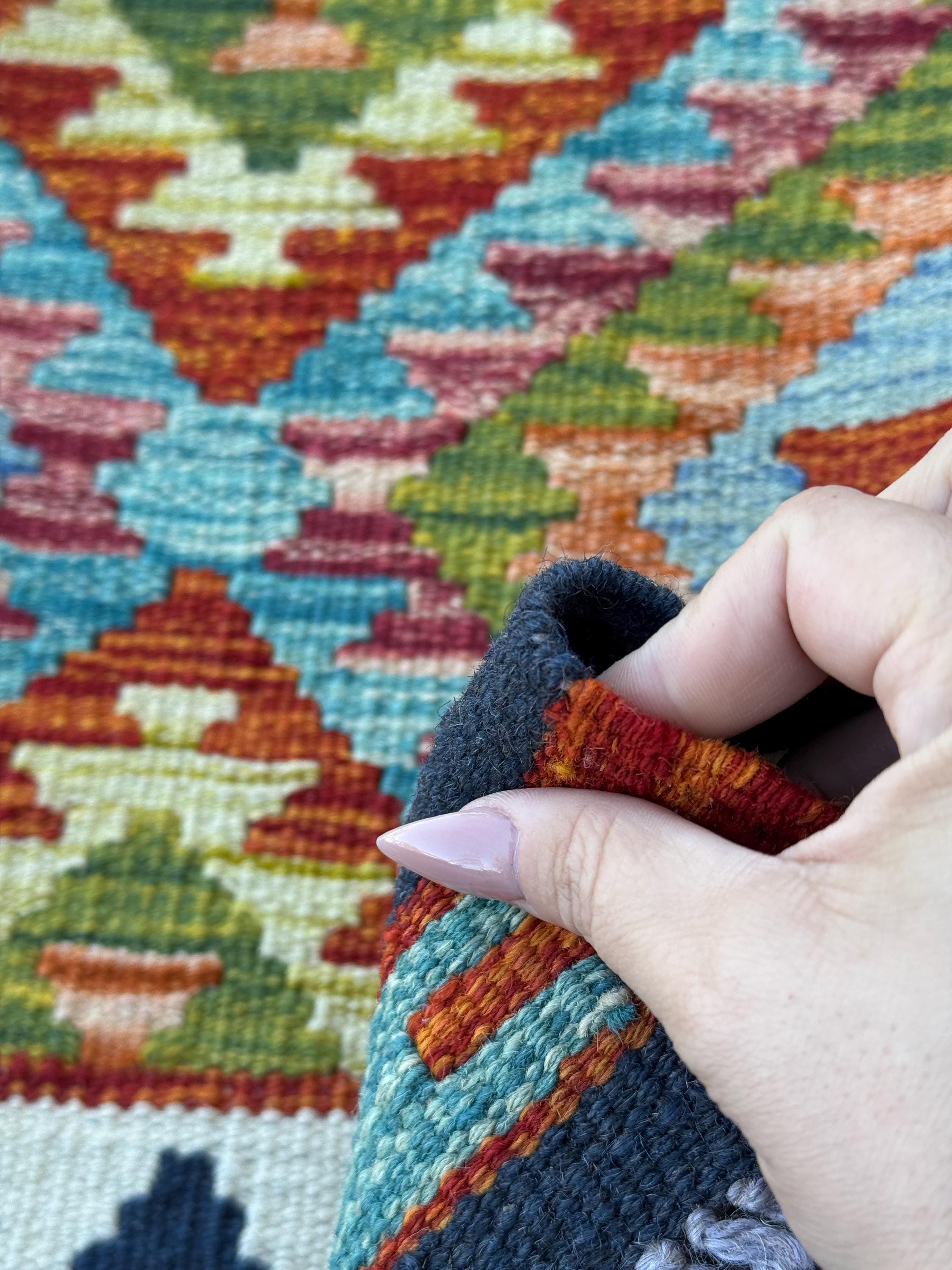 2x5 Handmade Afghan Kilim Runner Rug | Rust Red Burnt Orange Olive Green Teal Aqua Blue Cream White Mustard Yellow Navy Pink | Wool