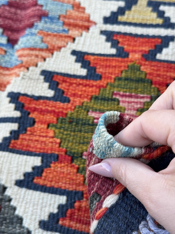 2x5 Handmade Afghan Kilim Runner Rug | Cream White Sand Beige Teal Aqua Sky Blue Navy Olive Forest Green Mustard Brick Red Burnt Orange