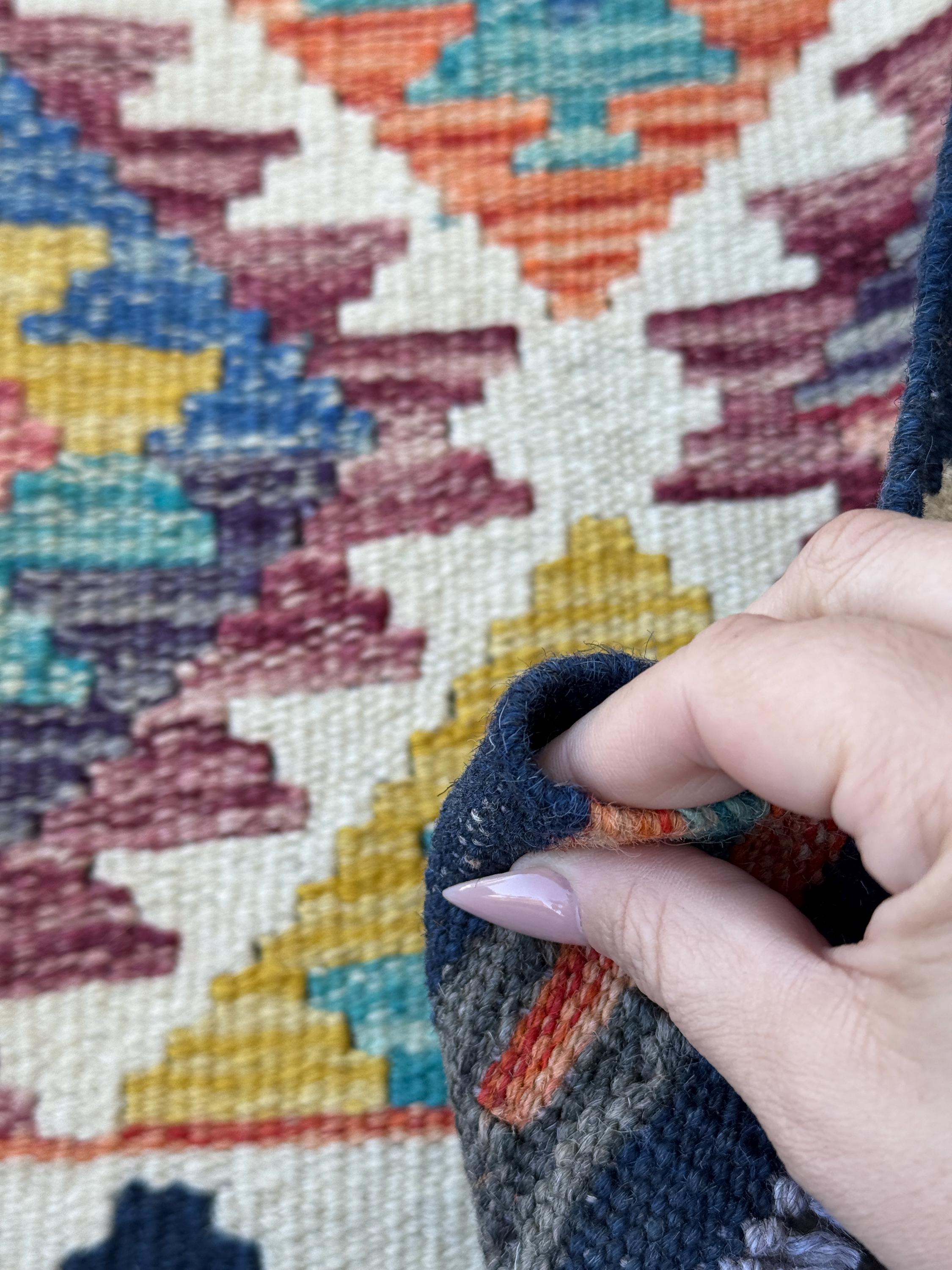 2x5 Handmade Afghan Kilim Runner Rug | Cream Maroon Denim Blue Orange Olive Moss Green Teal Mustard Gold Red Charcoal Grey | Wool Flatwoven