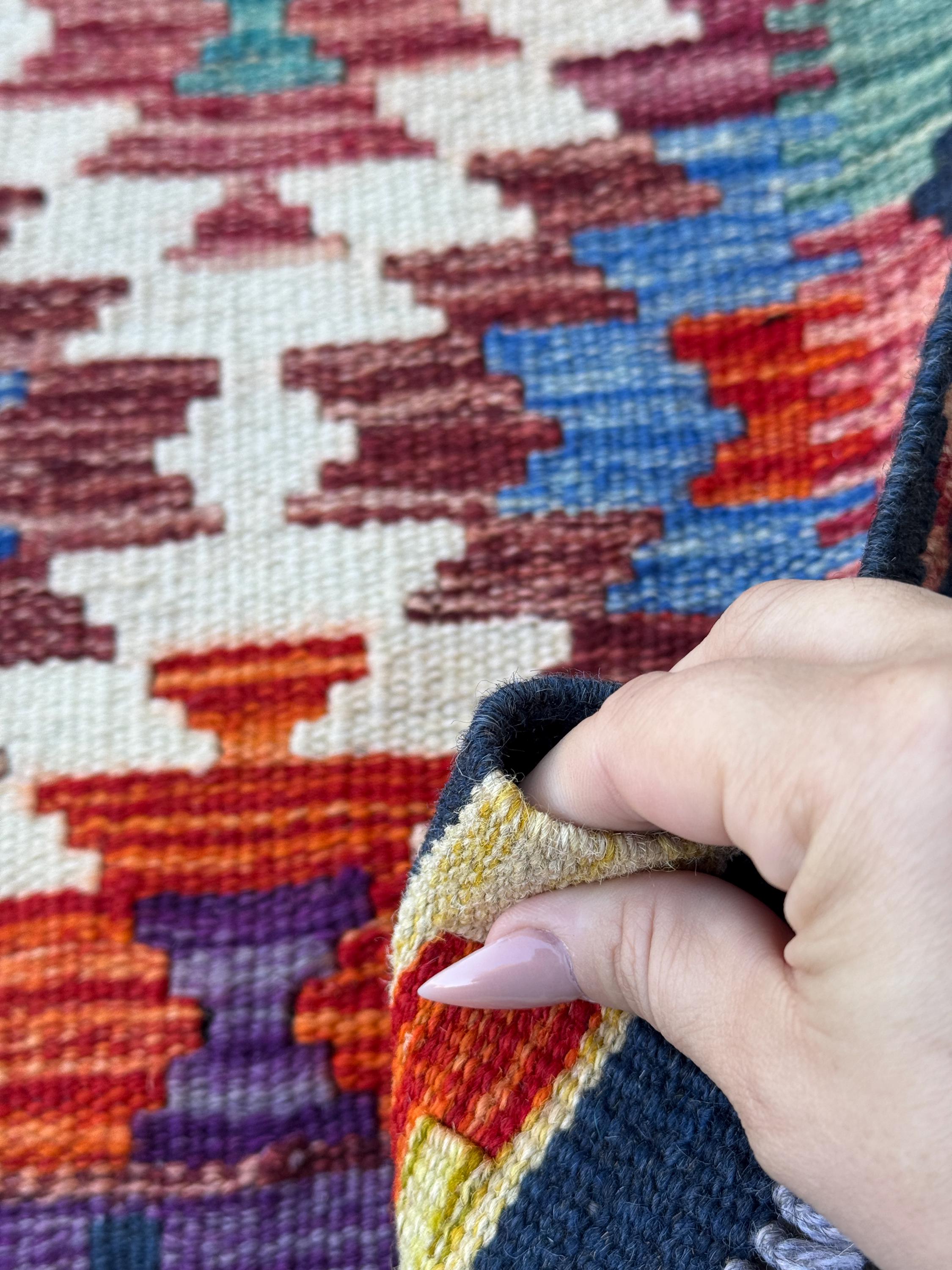 2x5 Handmade Afghan Kilim Runner Rug | Cream Sand Navy Red Orange Blue Teal Aqua Olive Moss Copper Gold Plum Mauve Grey | Wool Flatwoven